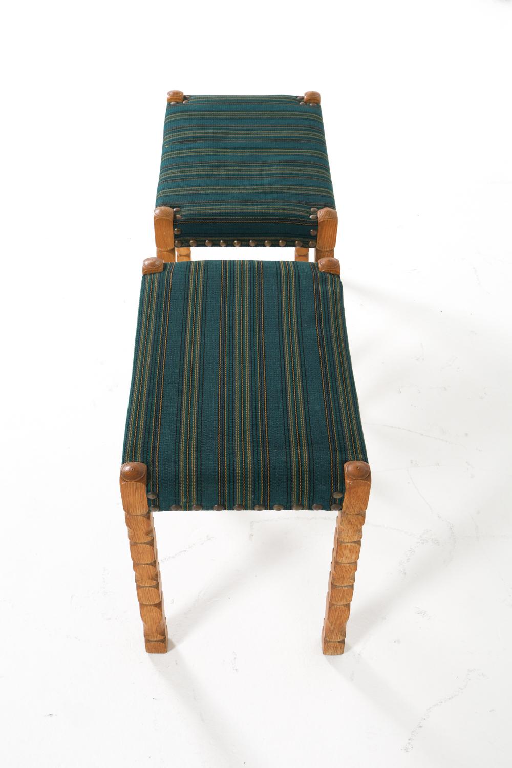 pair of henning kjaernulf style danish oak stools