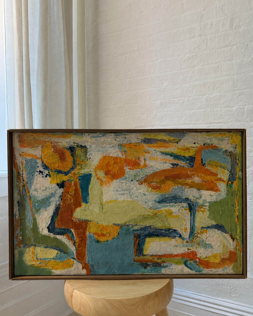 mid-century abstract oil on canvas