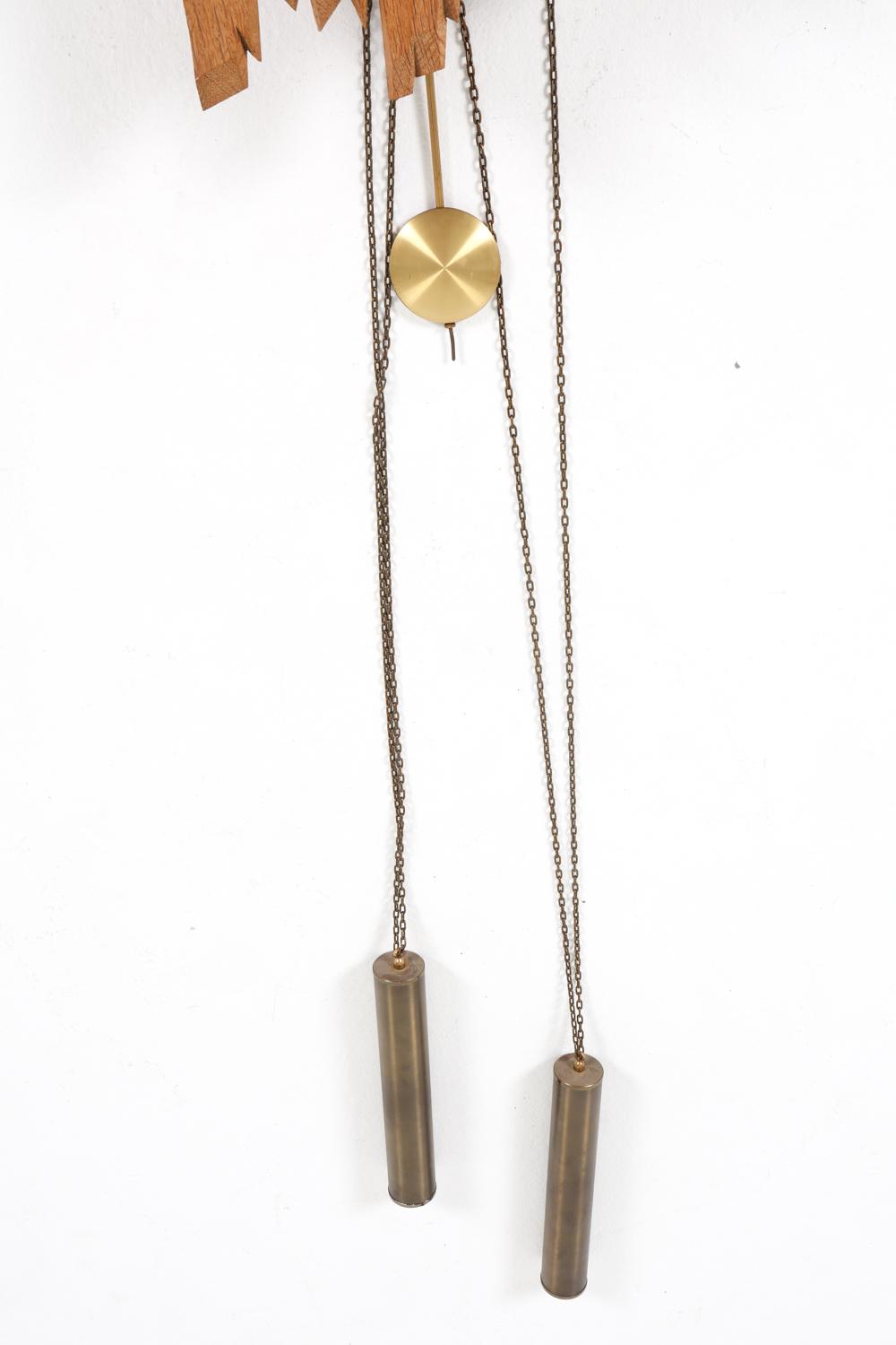 german oak & brass wall clock