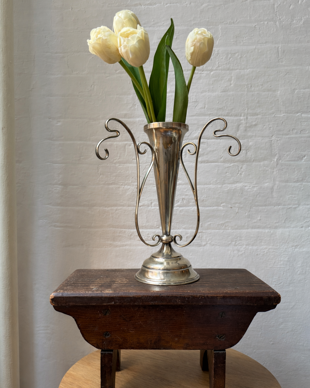 silver plated sculptural vase