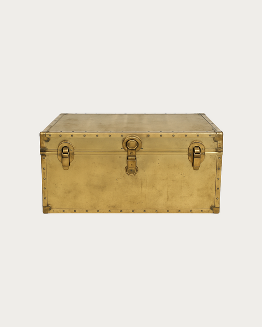 vintage brass trunk coffee table