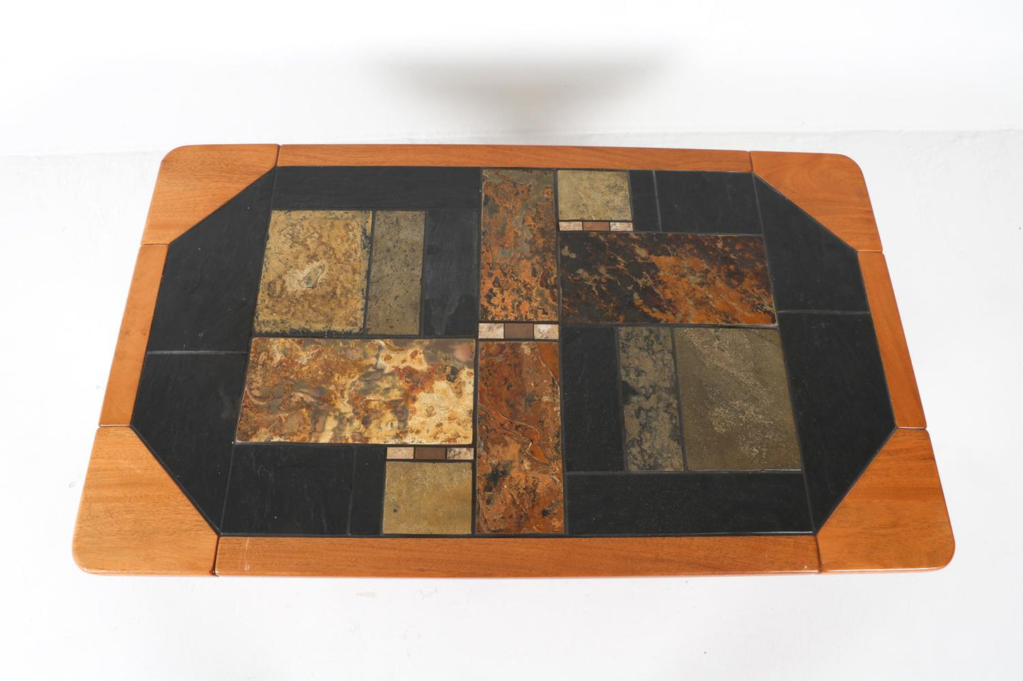 danish teak & stone coffee table