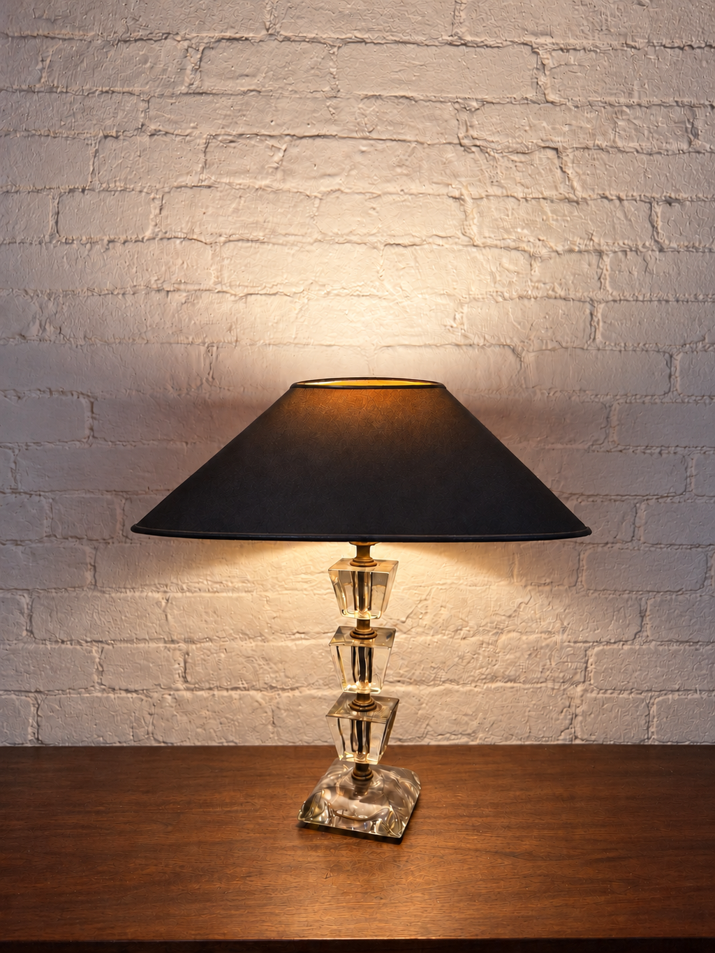 vintage stacked crystal table lamp