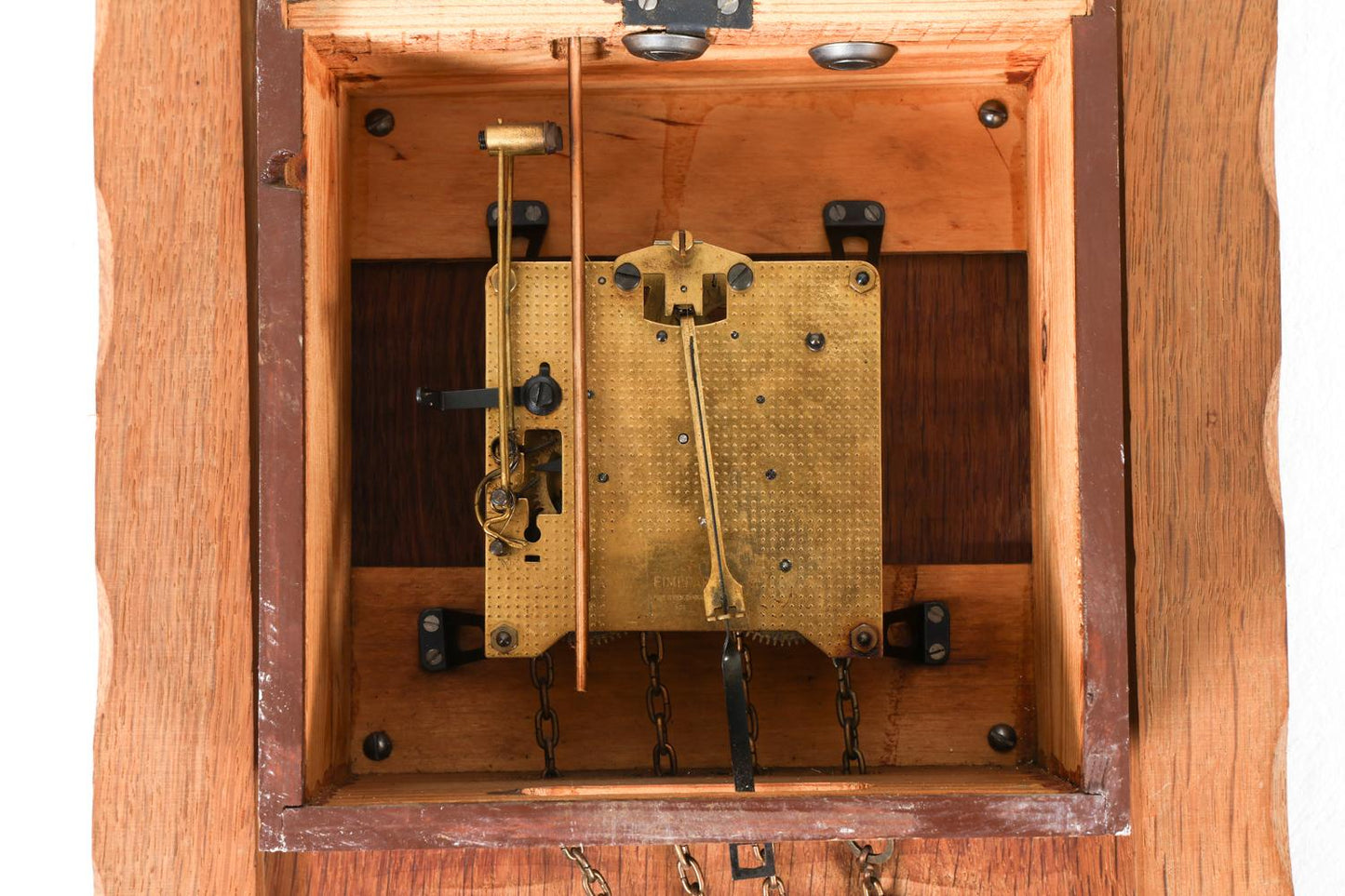 german oak & brass wall clock