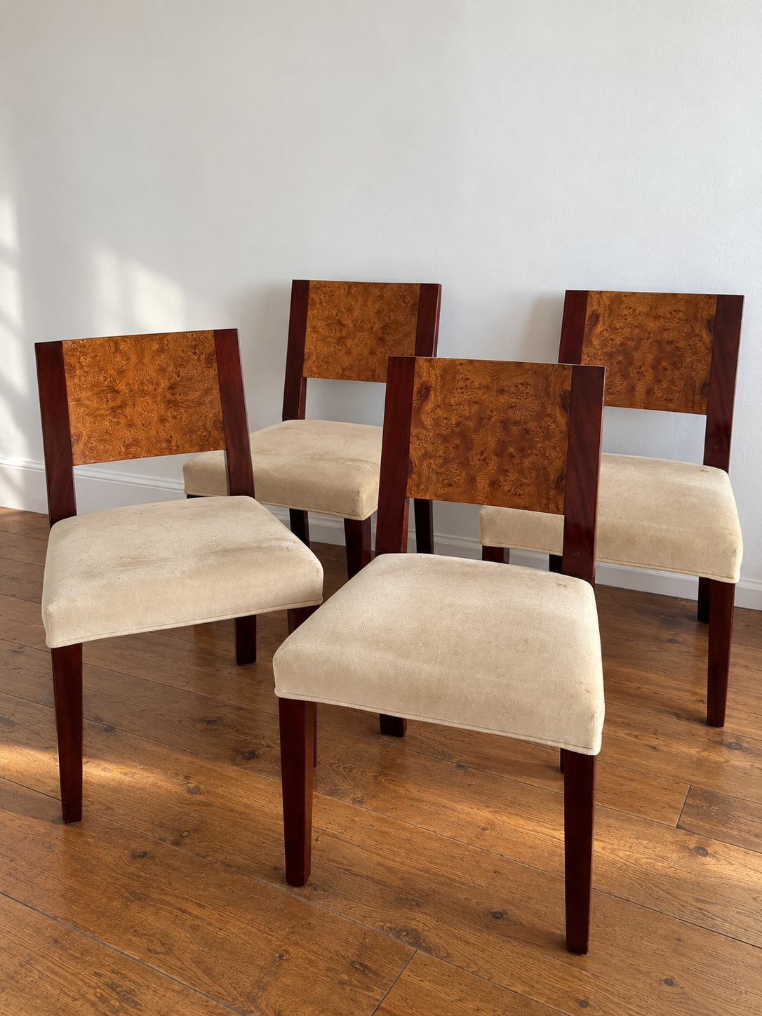 burl & mahogany art deco style side chair