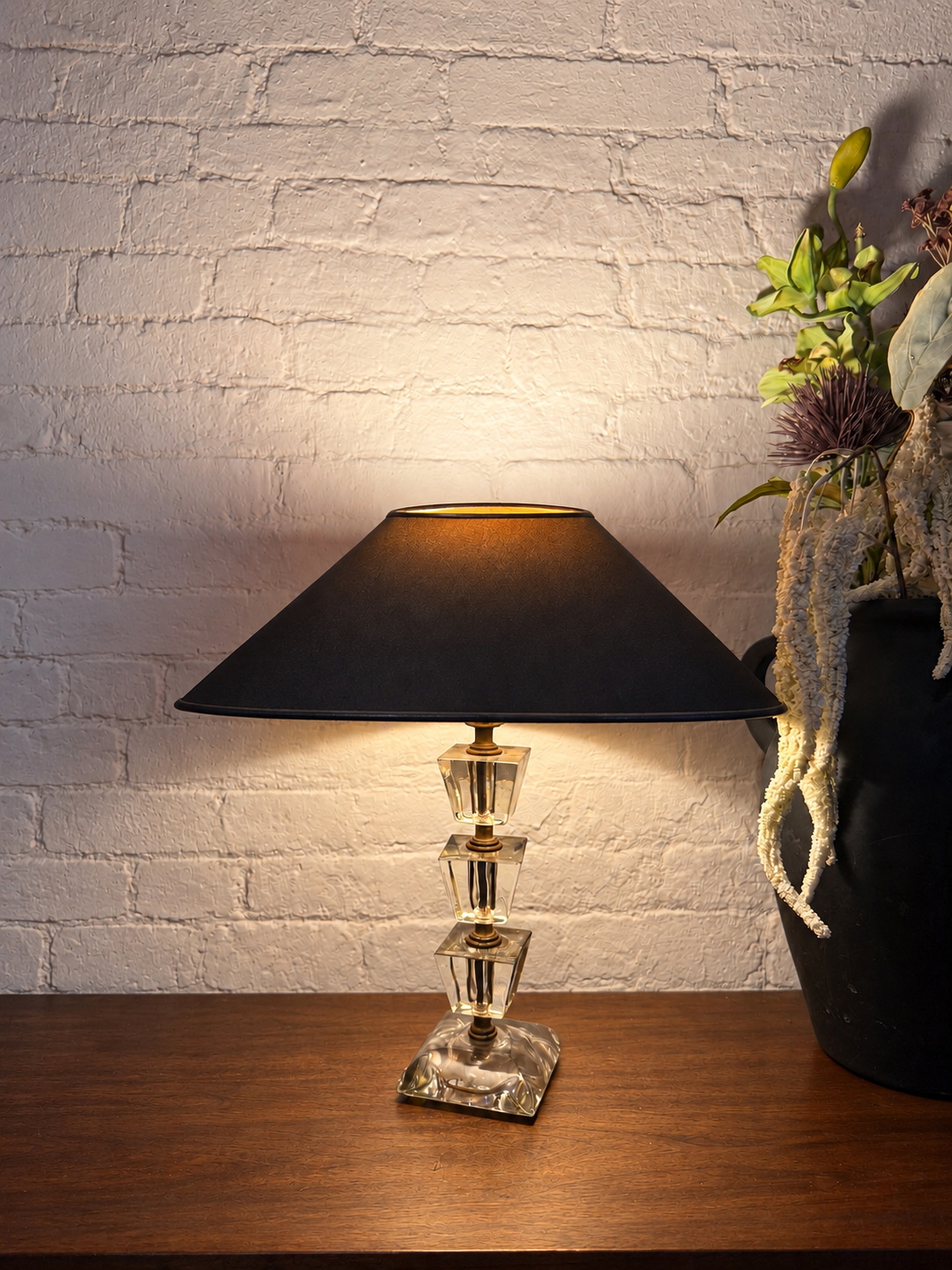 rent: vintage stacked crystal table lamp