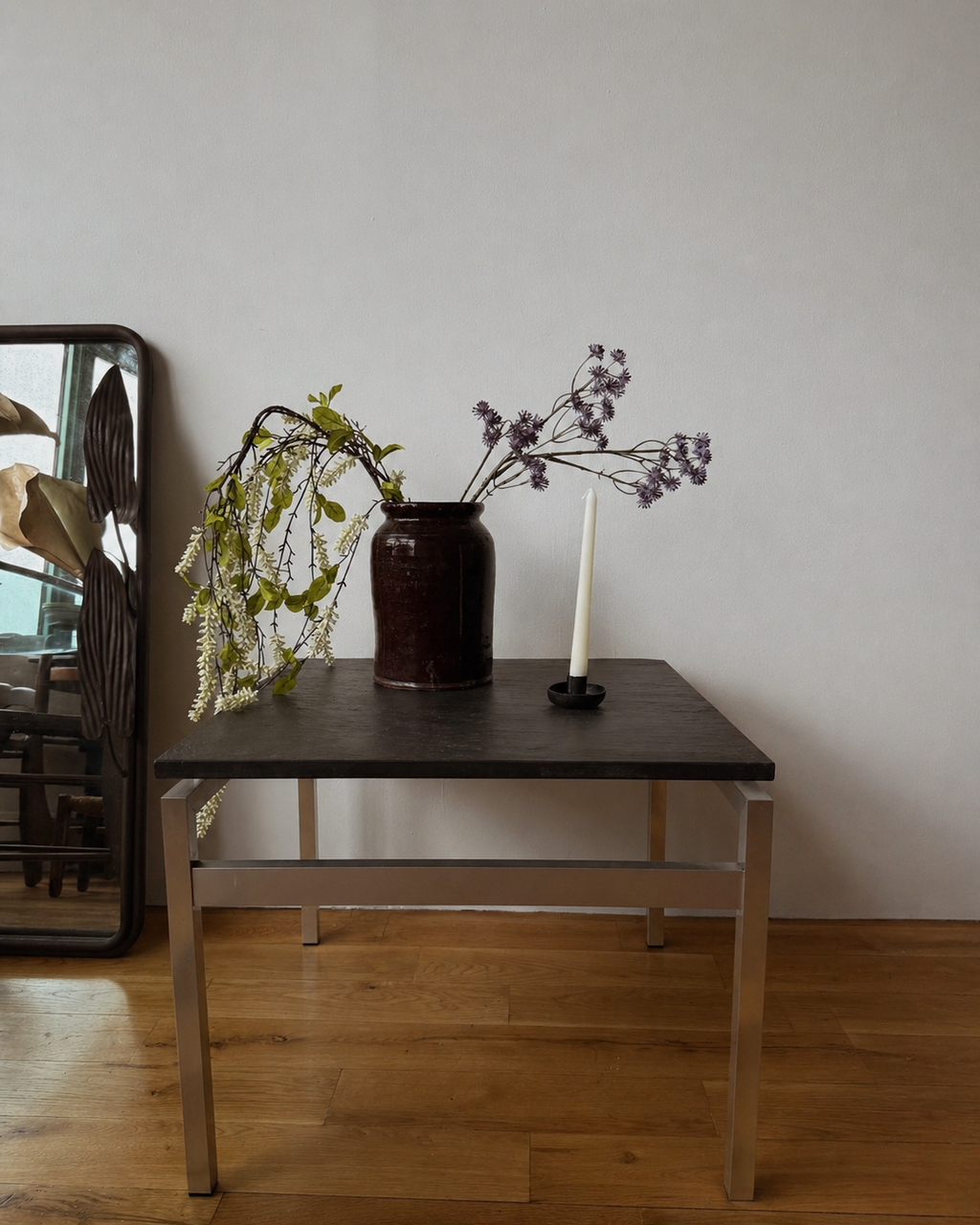 jean-rené talopp french slate and chrome side table, 1970s