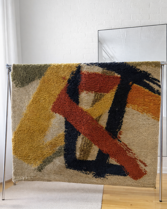 mid-century abstract wool rya rug