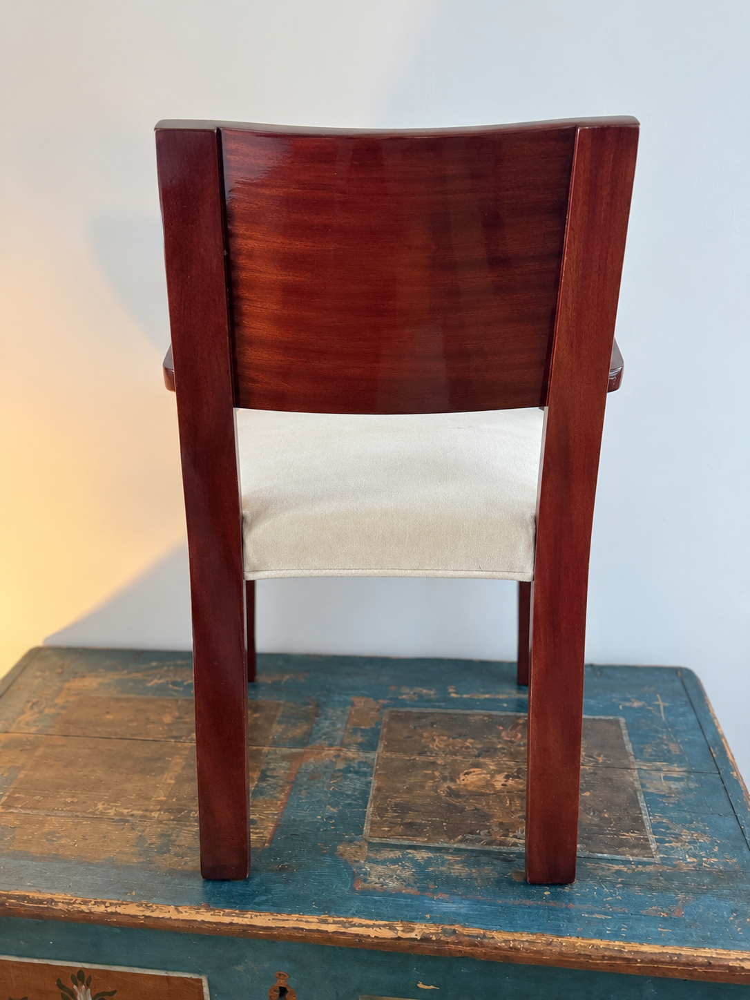 burl & mahogany art deco style side chair