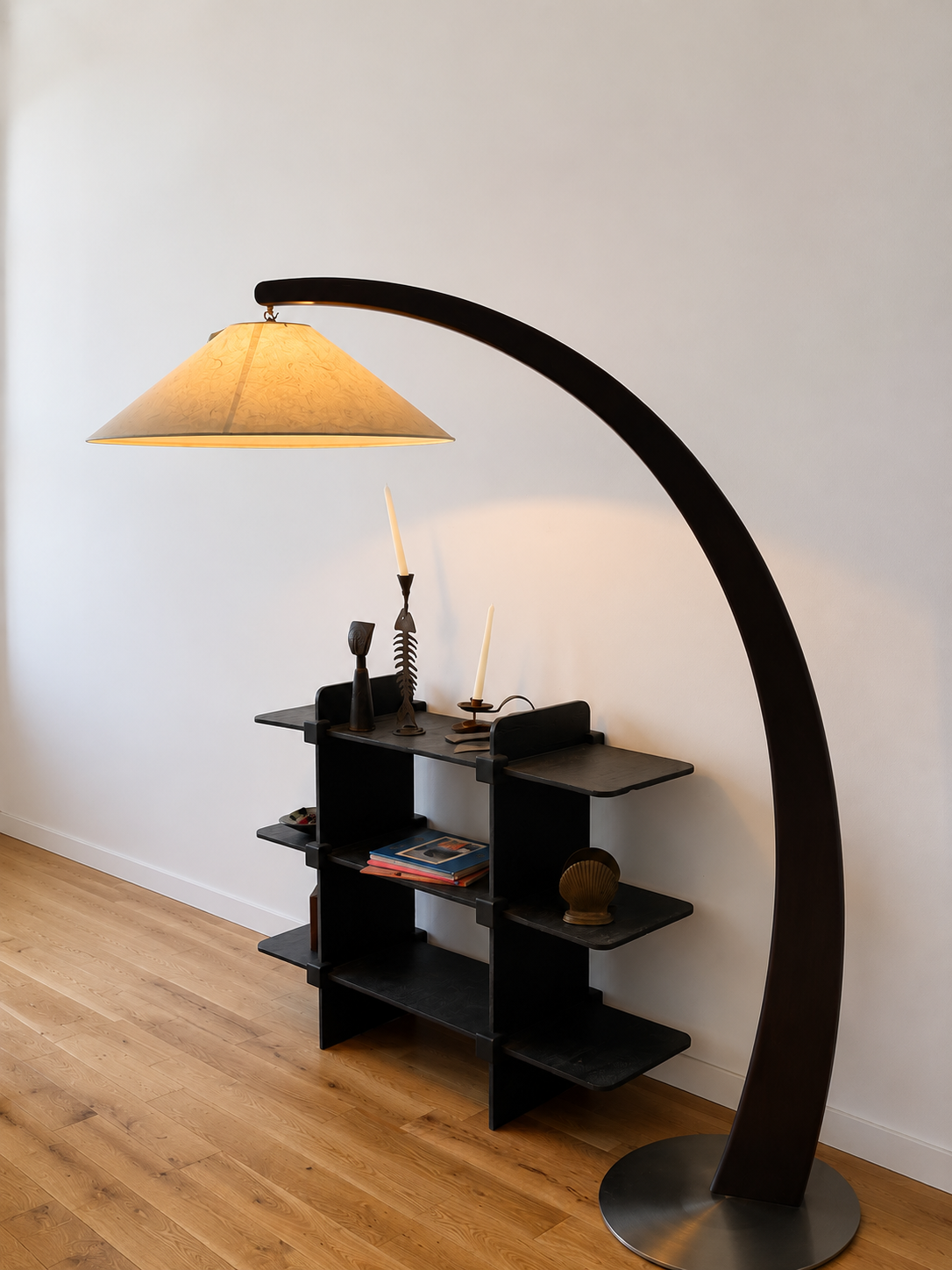 natuzzi mahogany arc floor lamp