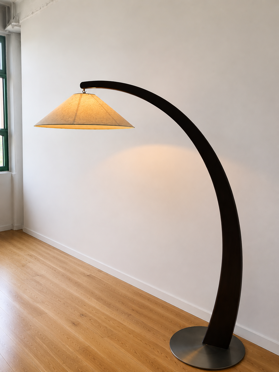 natuzzi mahogany arc floor lamp