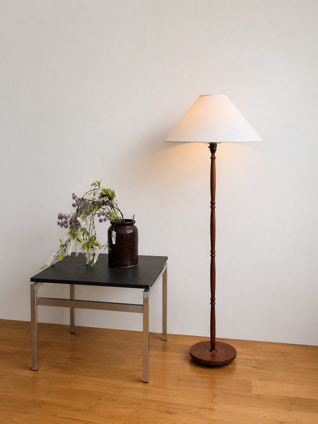 vintage danish teak floor lamp