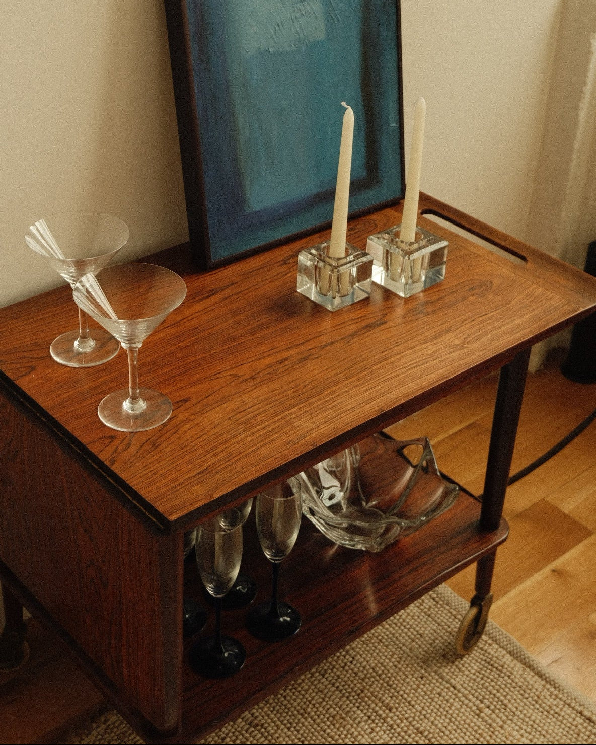 c.f.c. silkeborg rosewood bar cart, denmark c.1960s