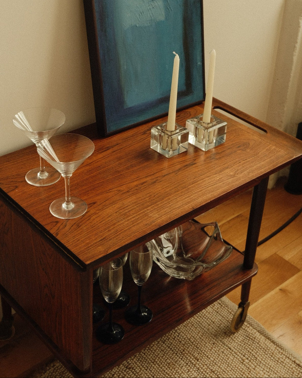 c.f.c. silkeborg rosewood bar cart, denmark c.1960s