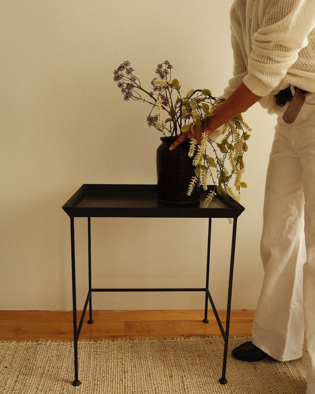 wrought iron tray side table