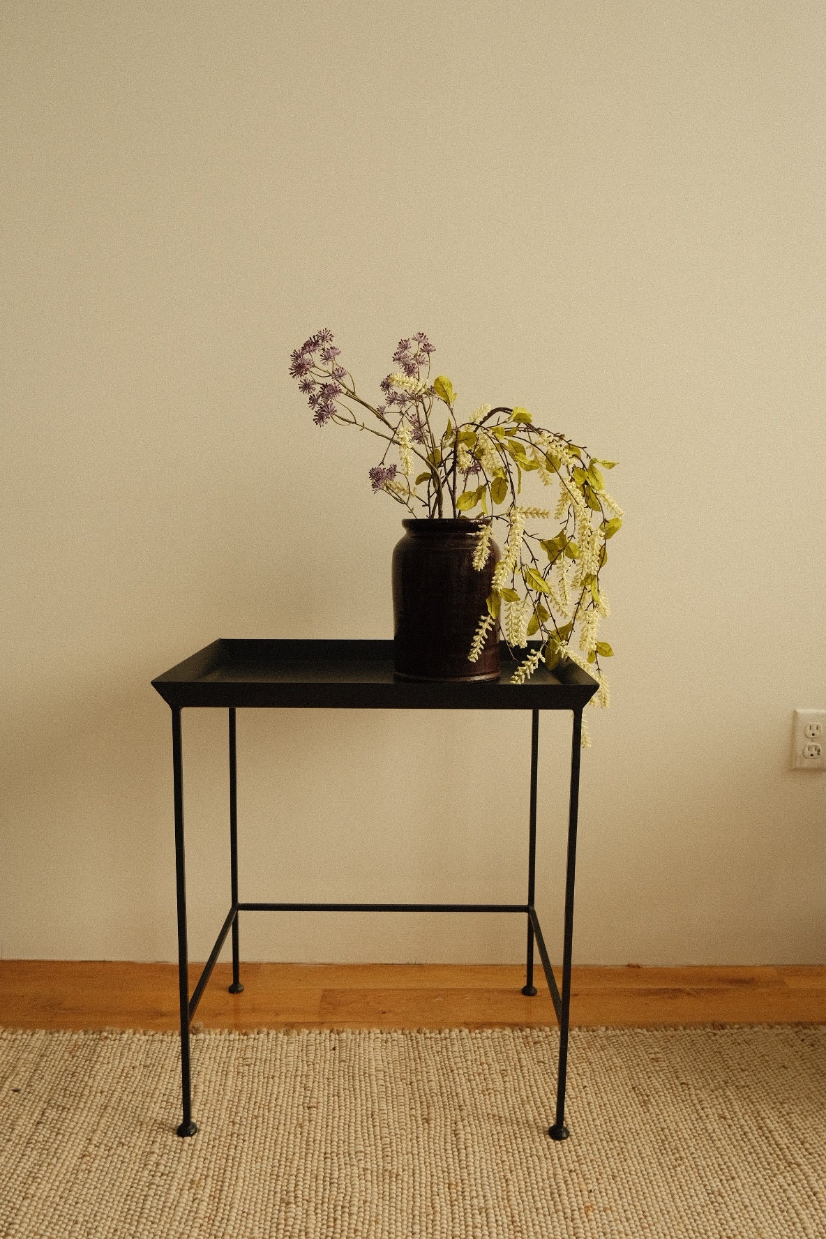 wrought iron tray side table