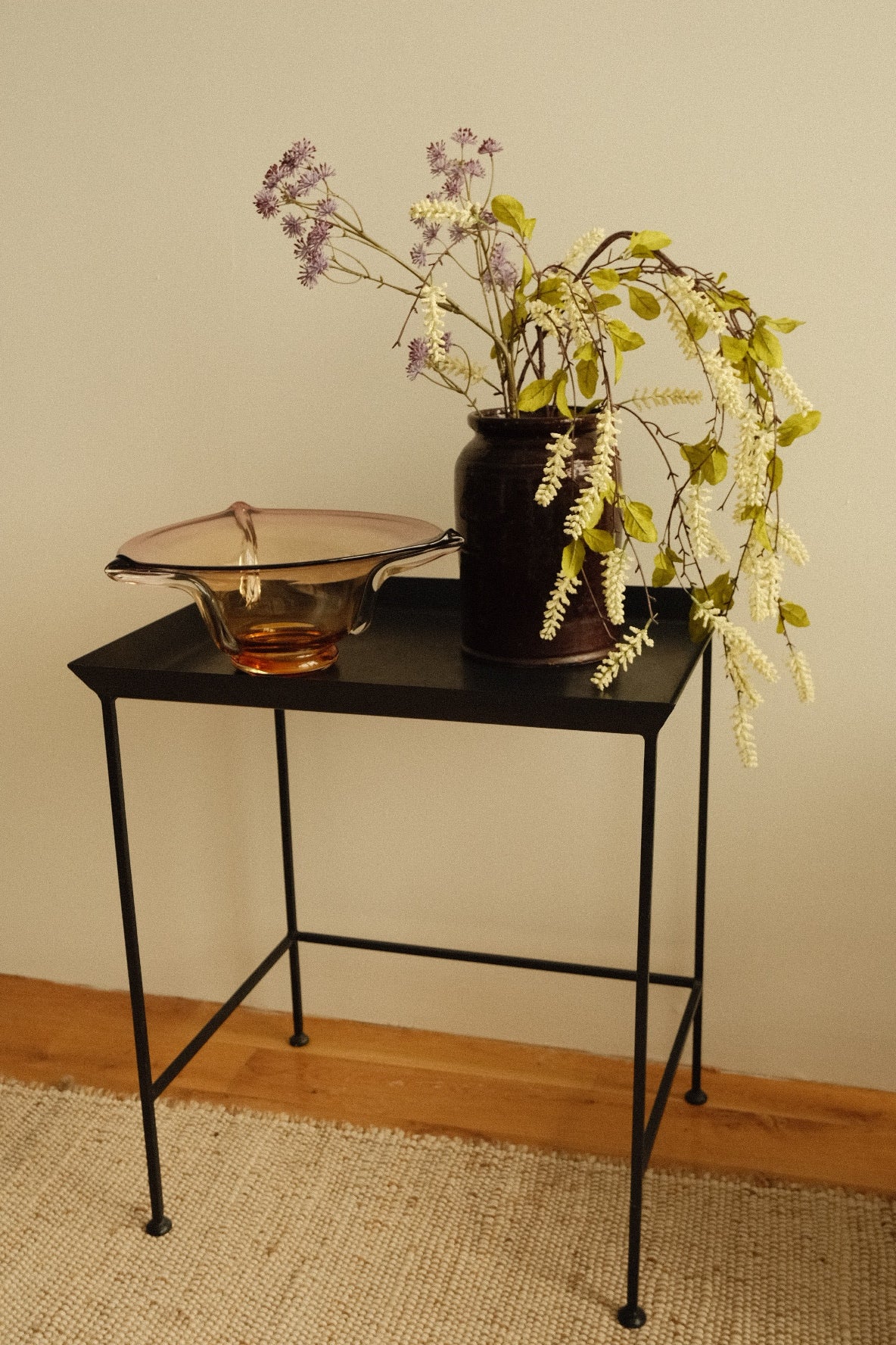 wrought iron tray side table