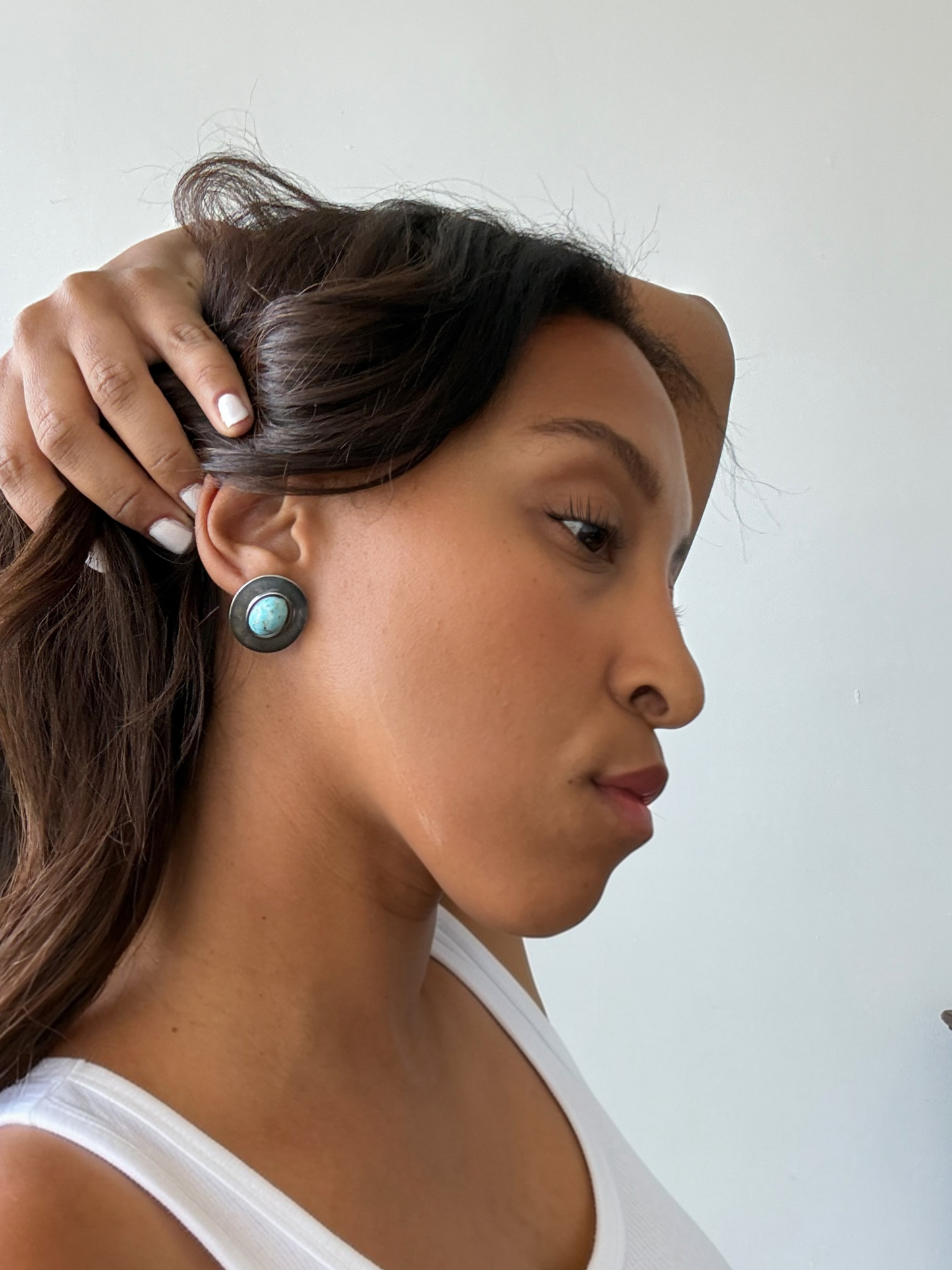 sterling silver turquoise concho earrings