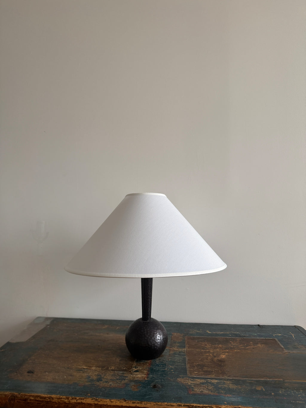 hammered metal ball table lamp