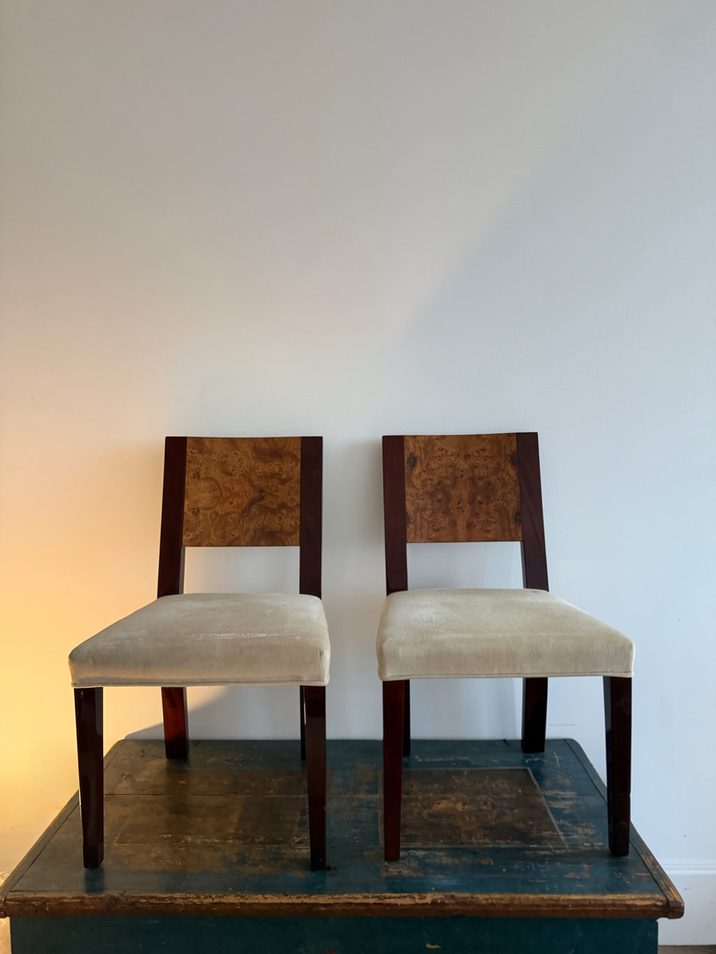 burl & mahogany art deco style side chair