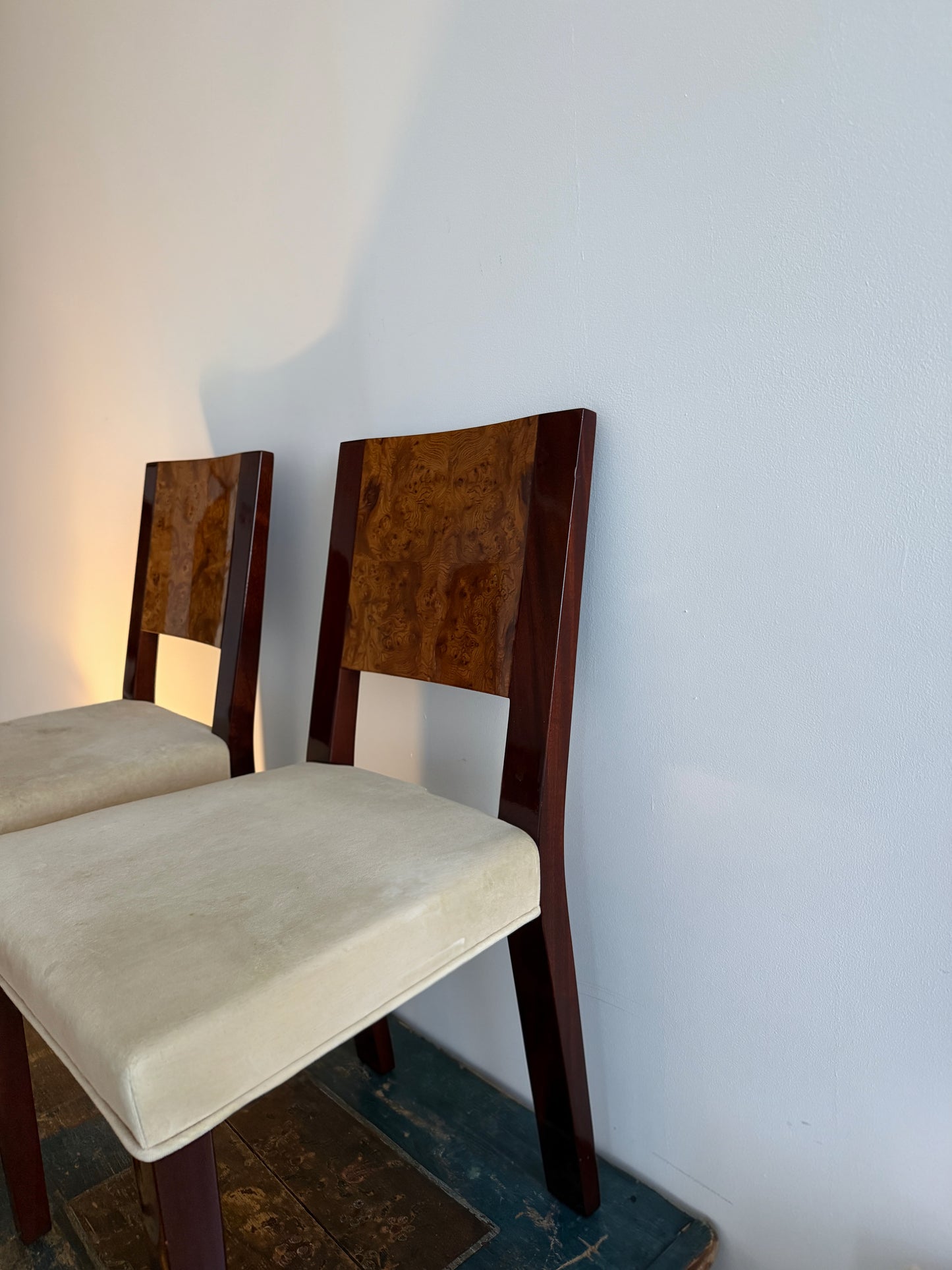 burl & mahogany art deco style side chair