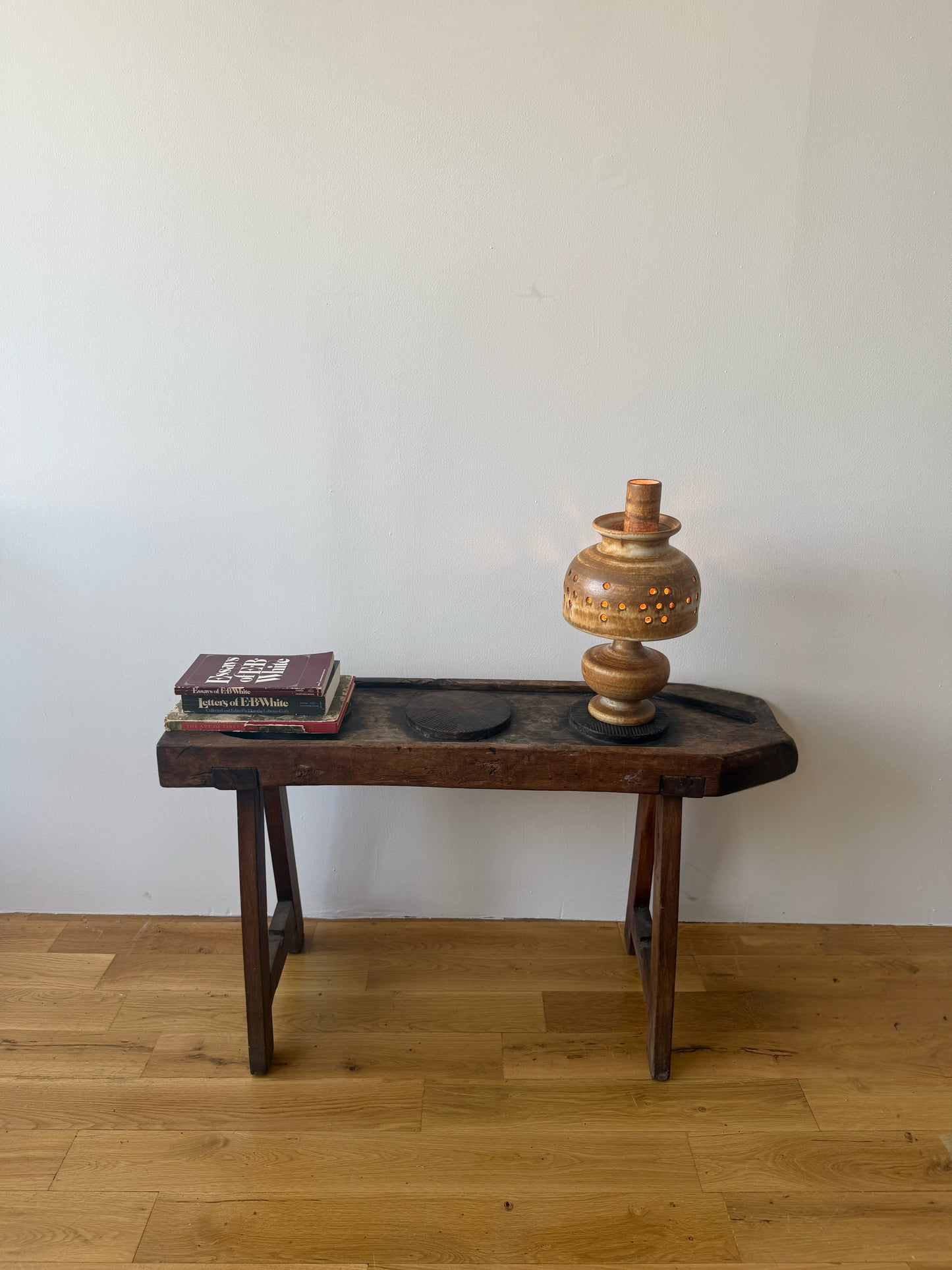antique primitive low console table
