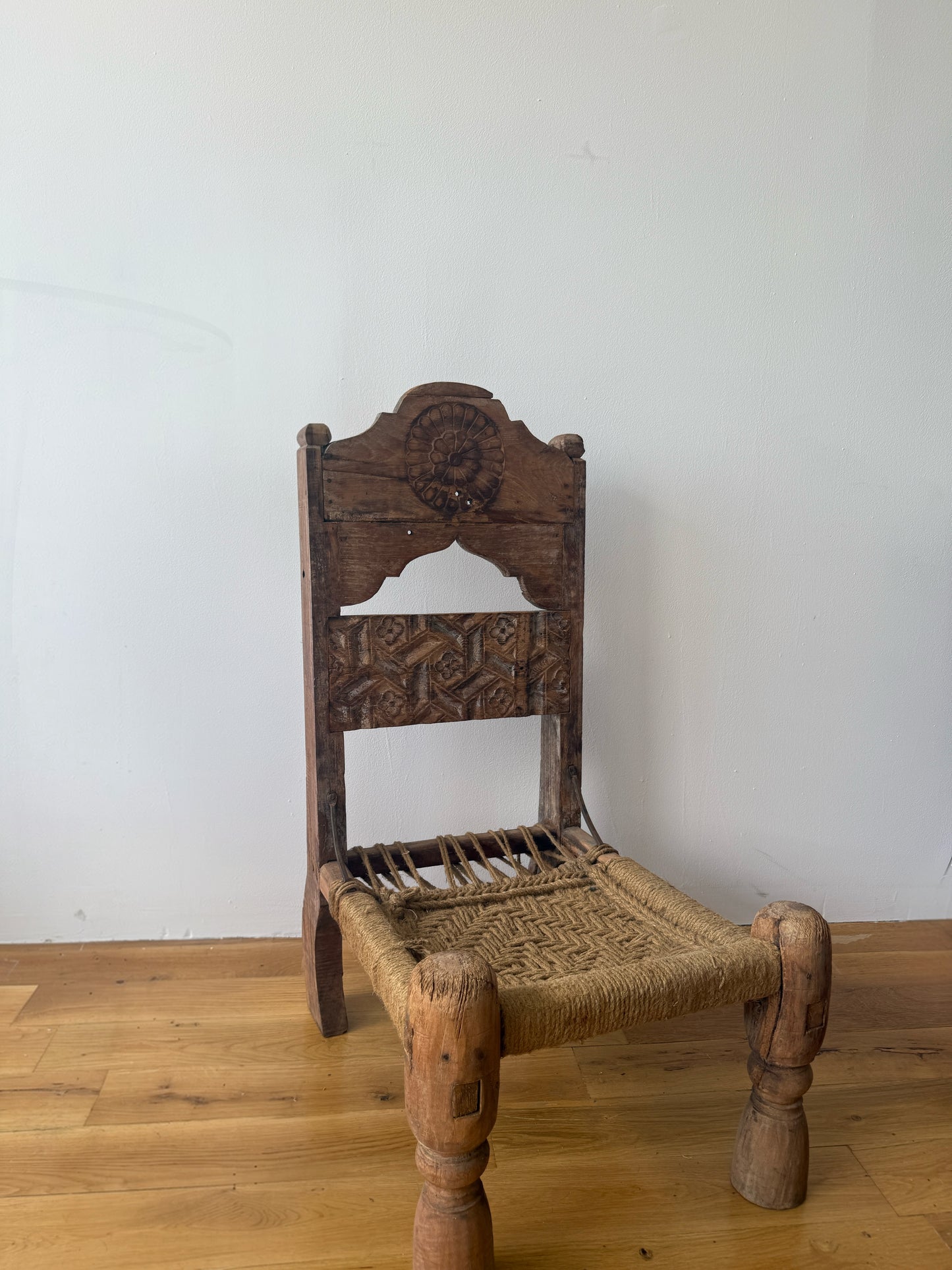 antique indian low rope chair