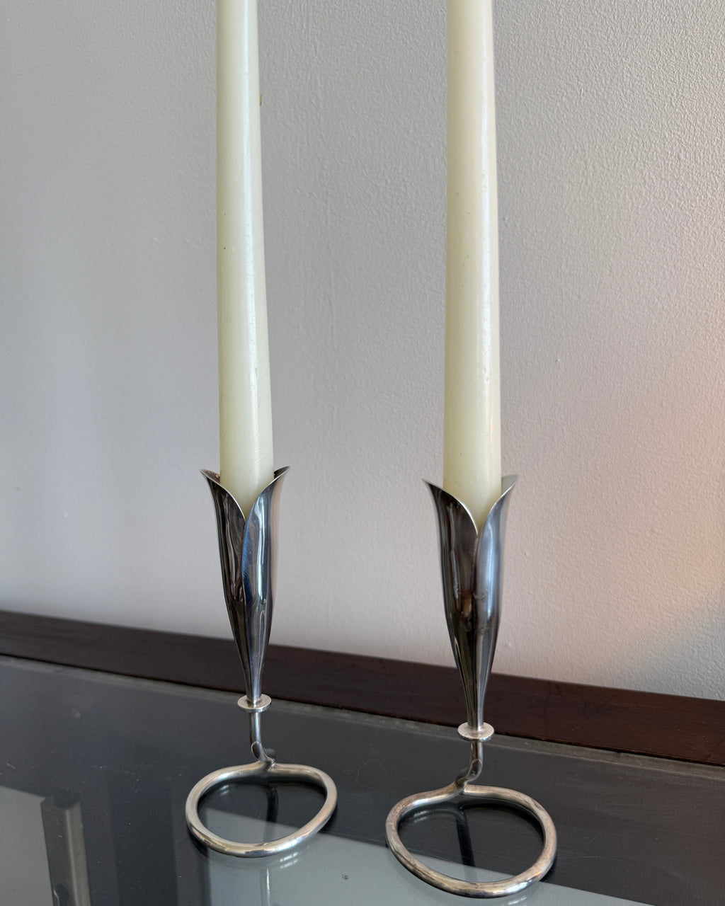 danish modern tulip candle holders