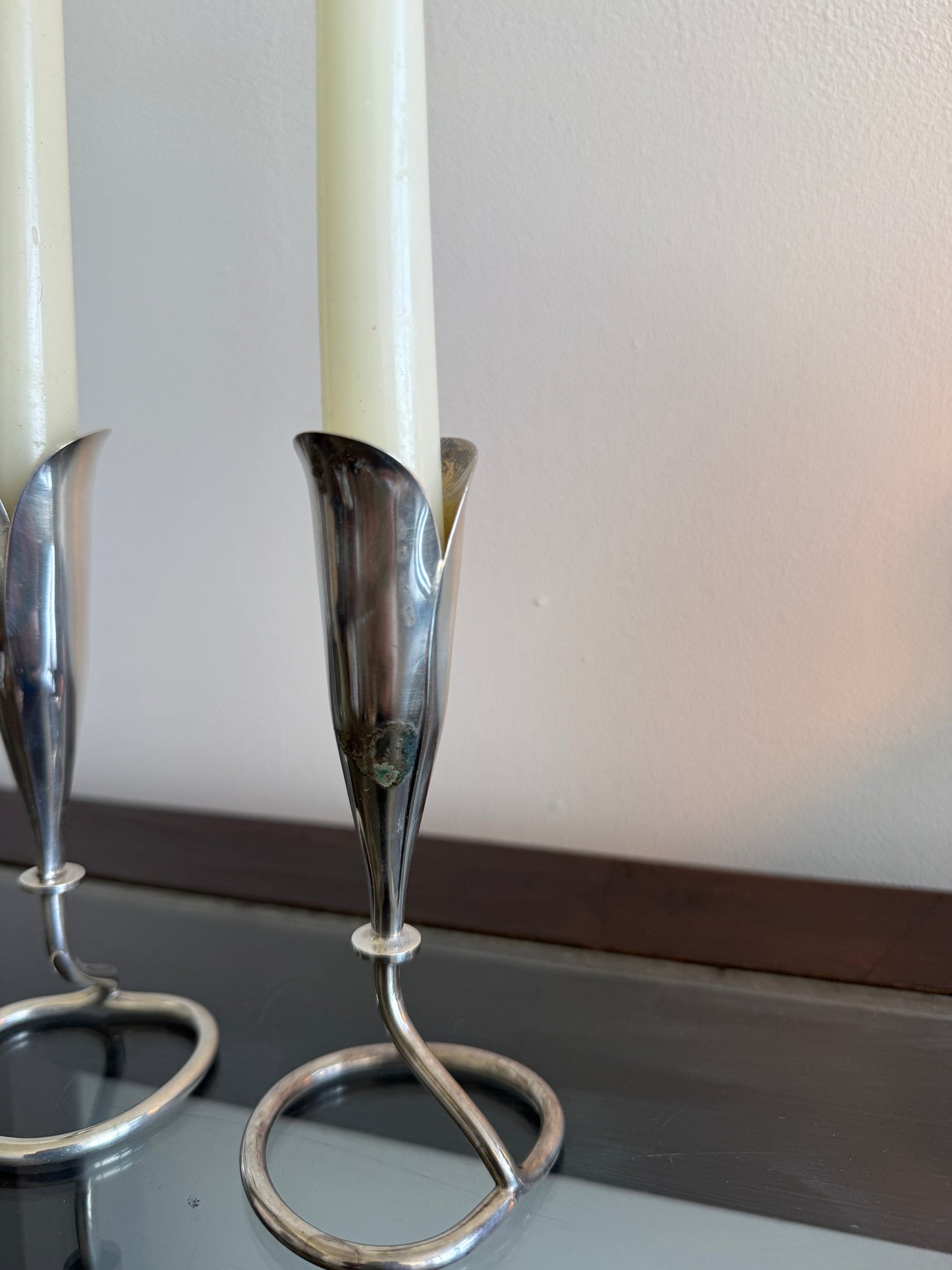 danish modern tulip candle holders