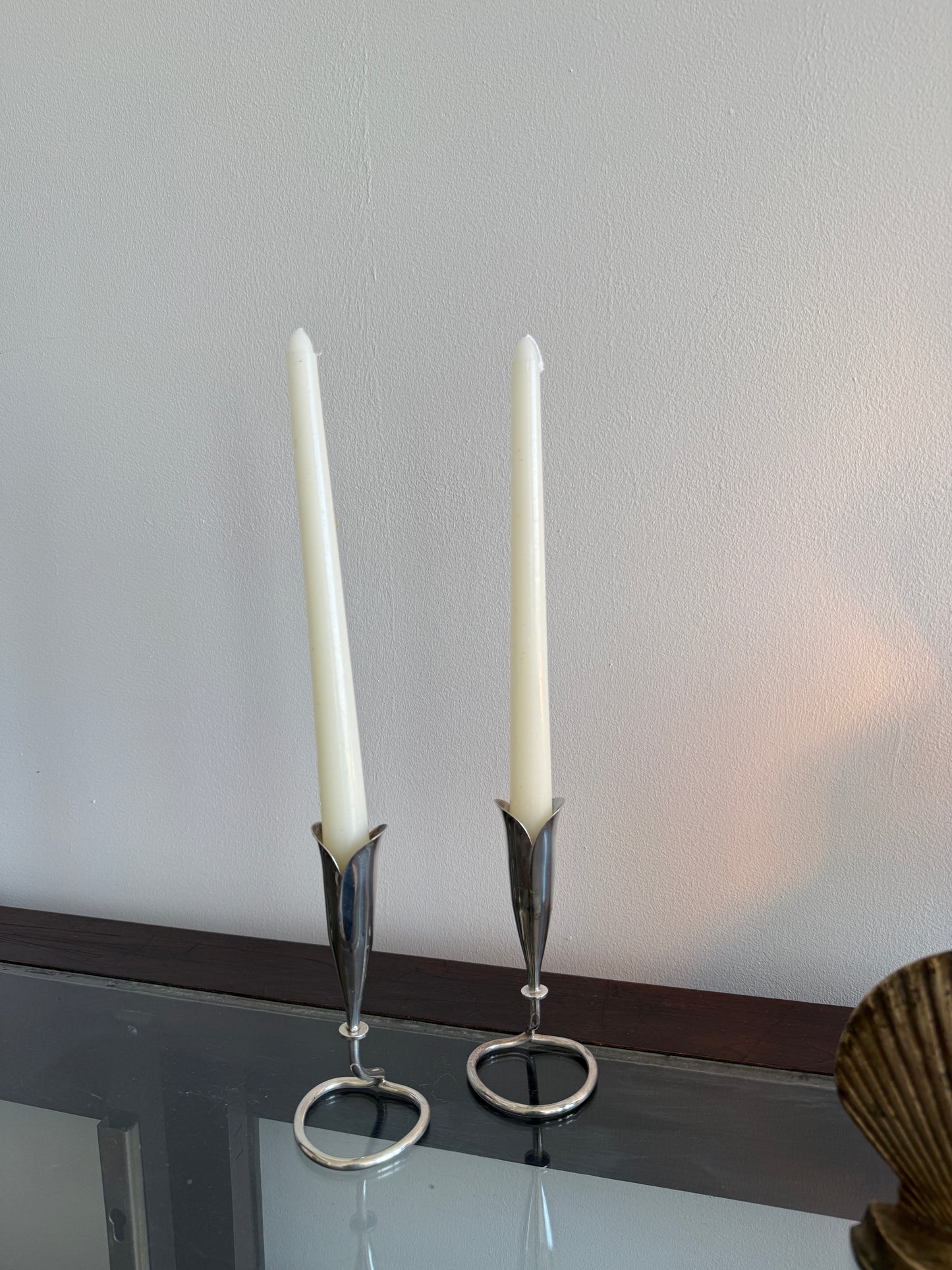 danish modern tulip candle holders