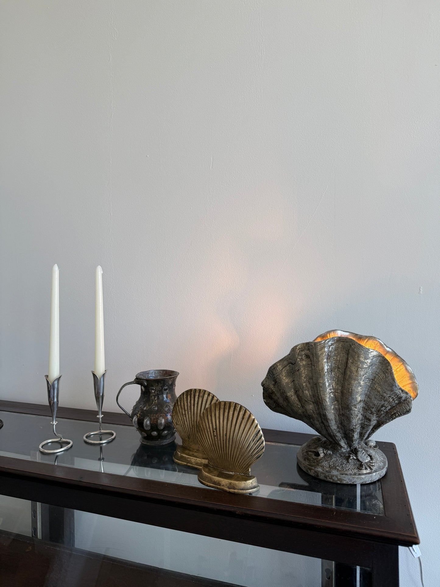vintage brass shell bookends