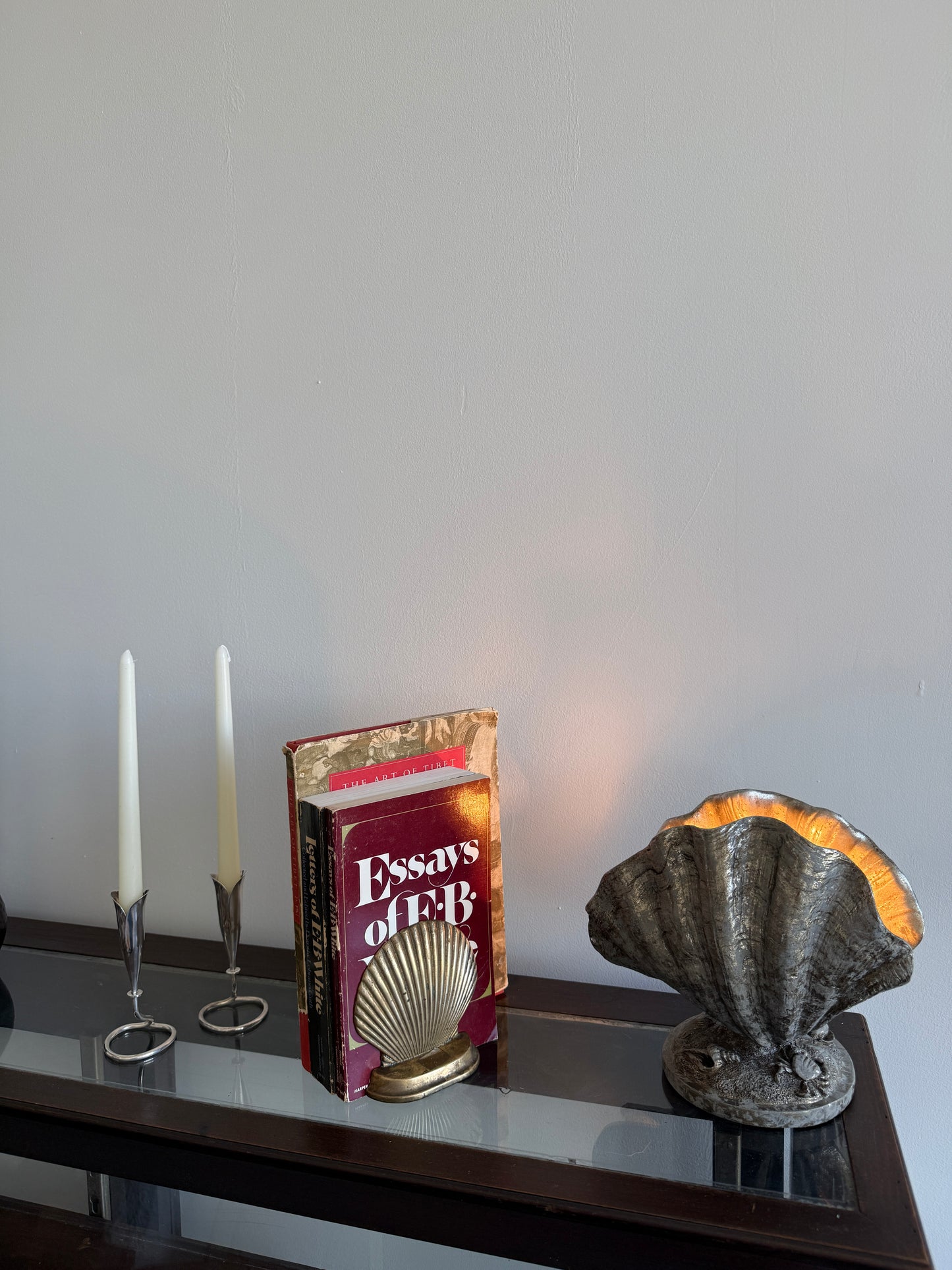 vintage brass shell bookends