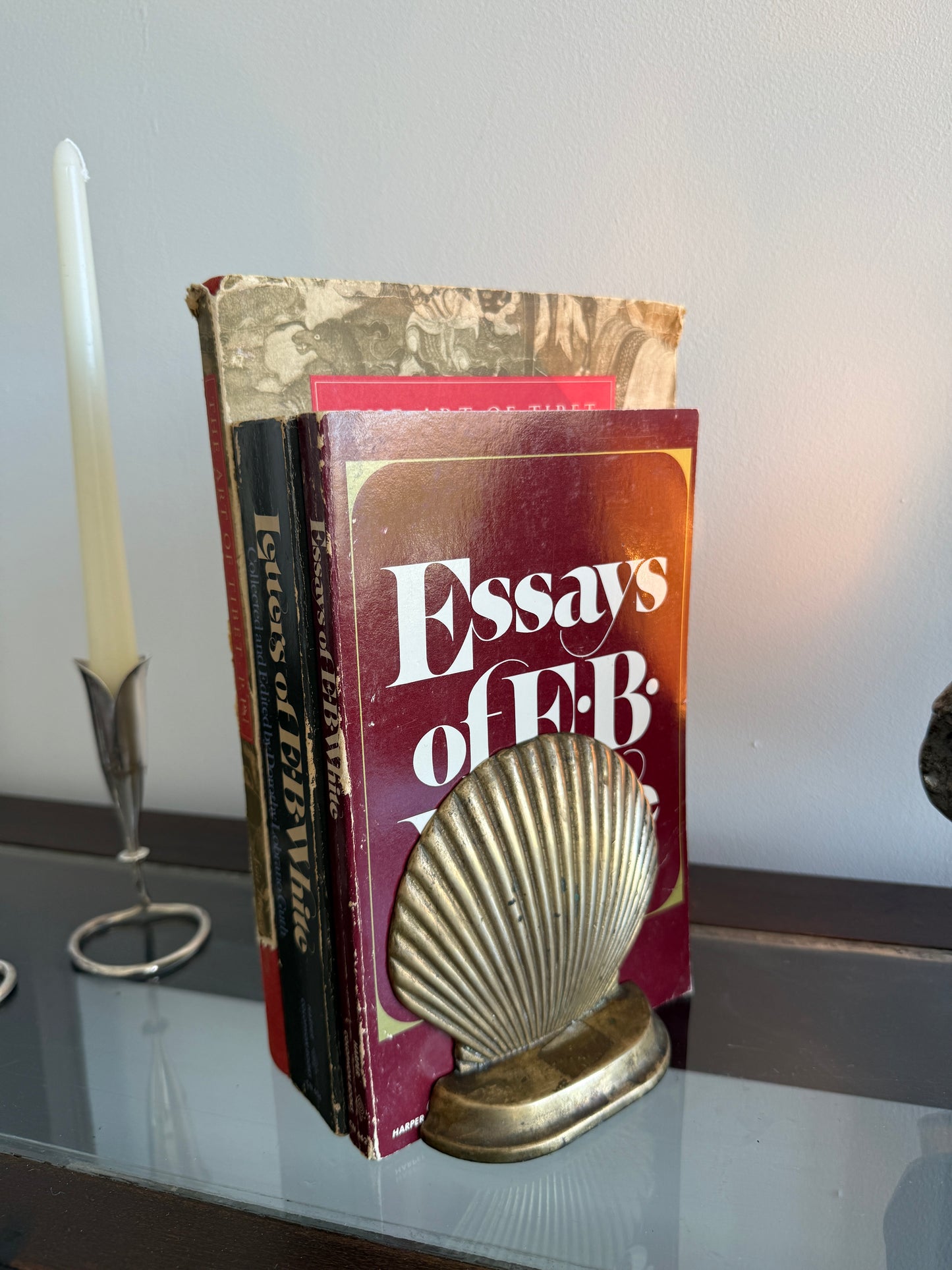 vintage brass shell bookends