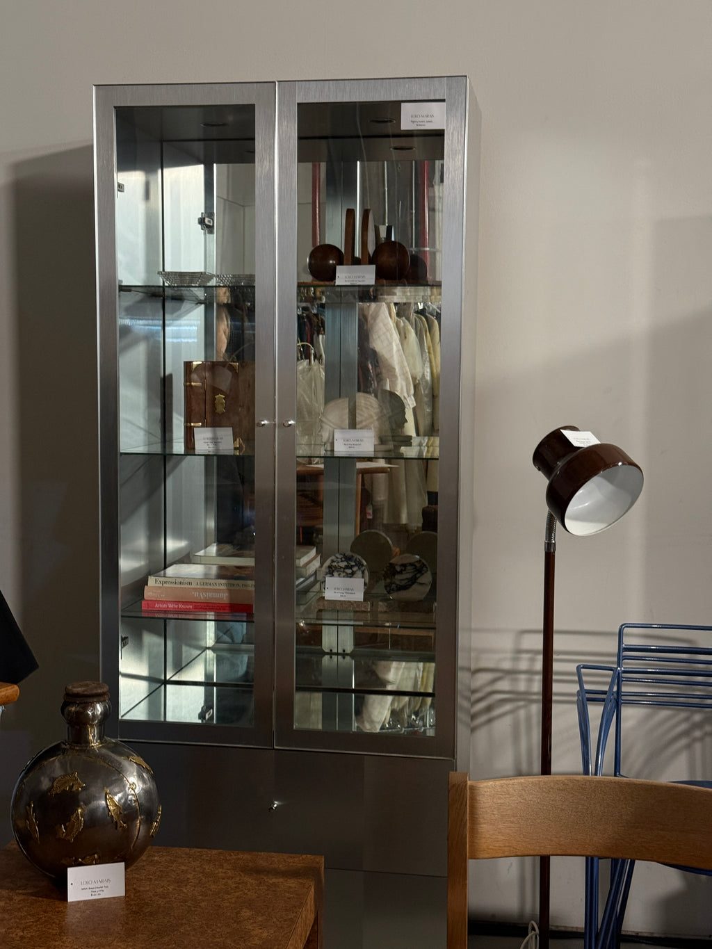 cranium calais chrome + glass cabinet, c. 1970s