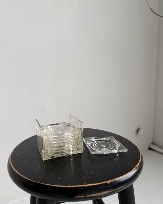 vintage lucite coaster set, 1970s