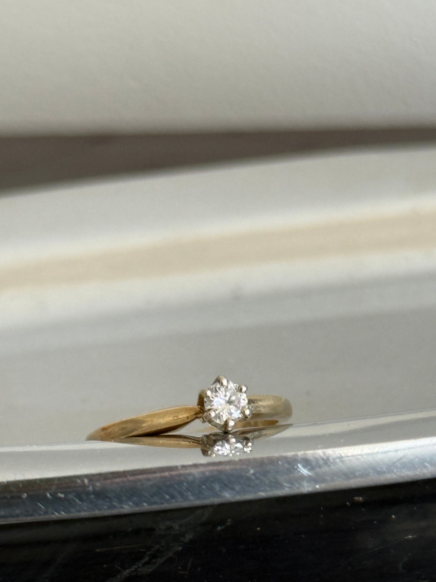 antique 14k gold diamond solitaire ring