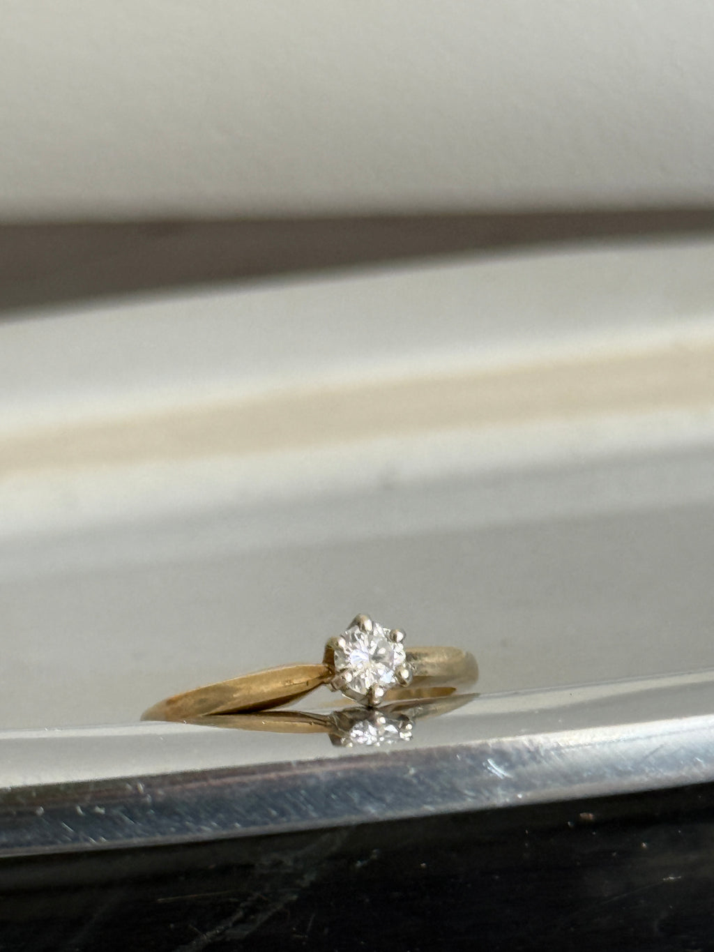 antique 14k gold diamond solitaire ring