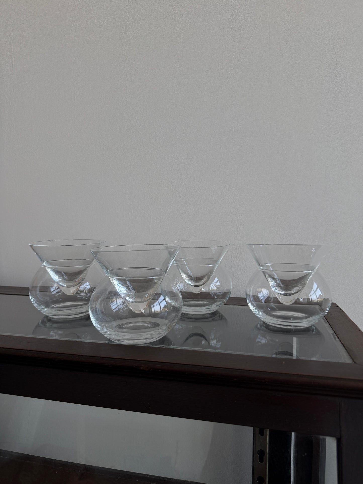 stemless martini glasses with chillers, set of four