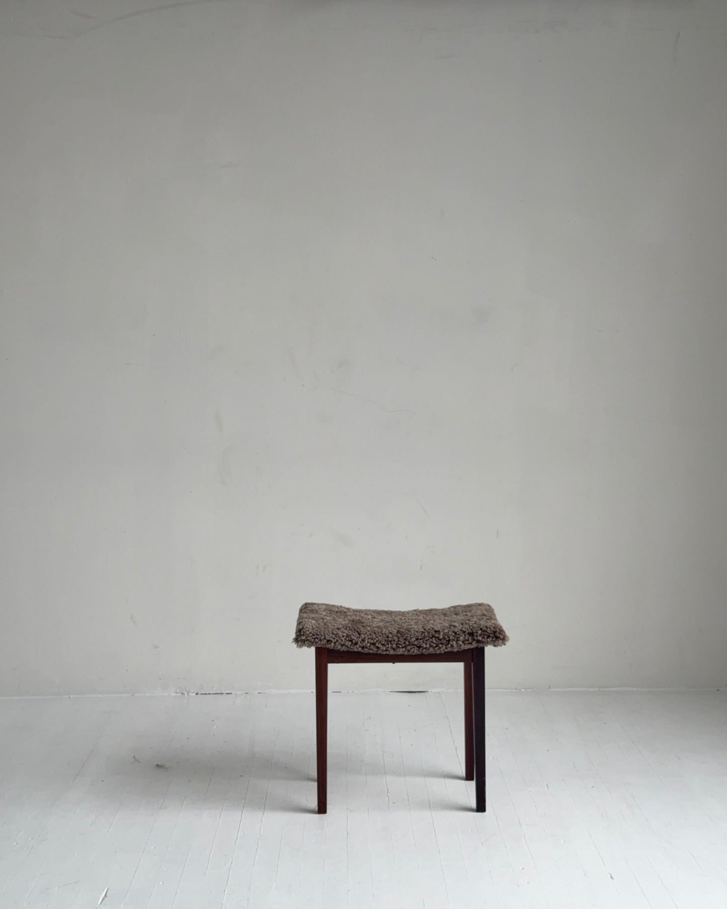 danish rosewood stool - mink brown shearling