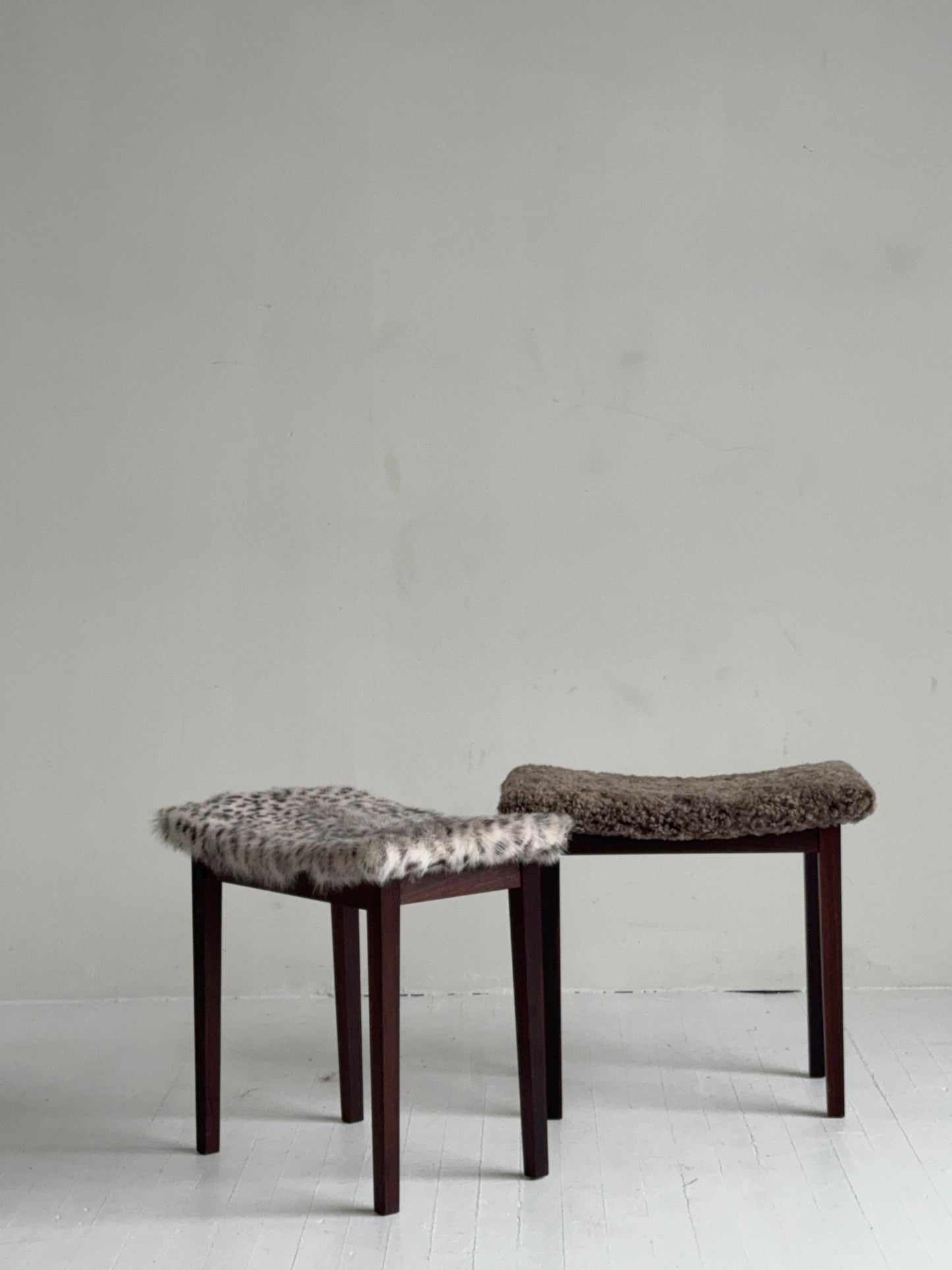 danish rosewood stool - spotted toscana shearling, 1960s