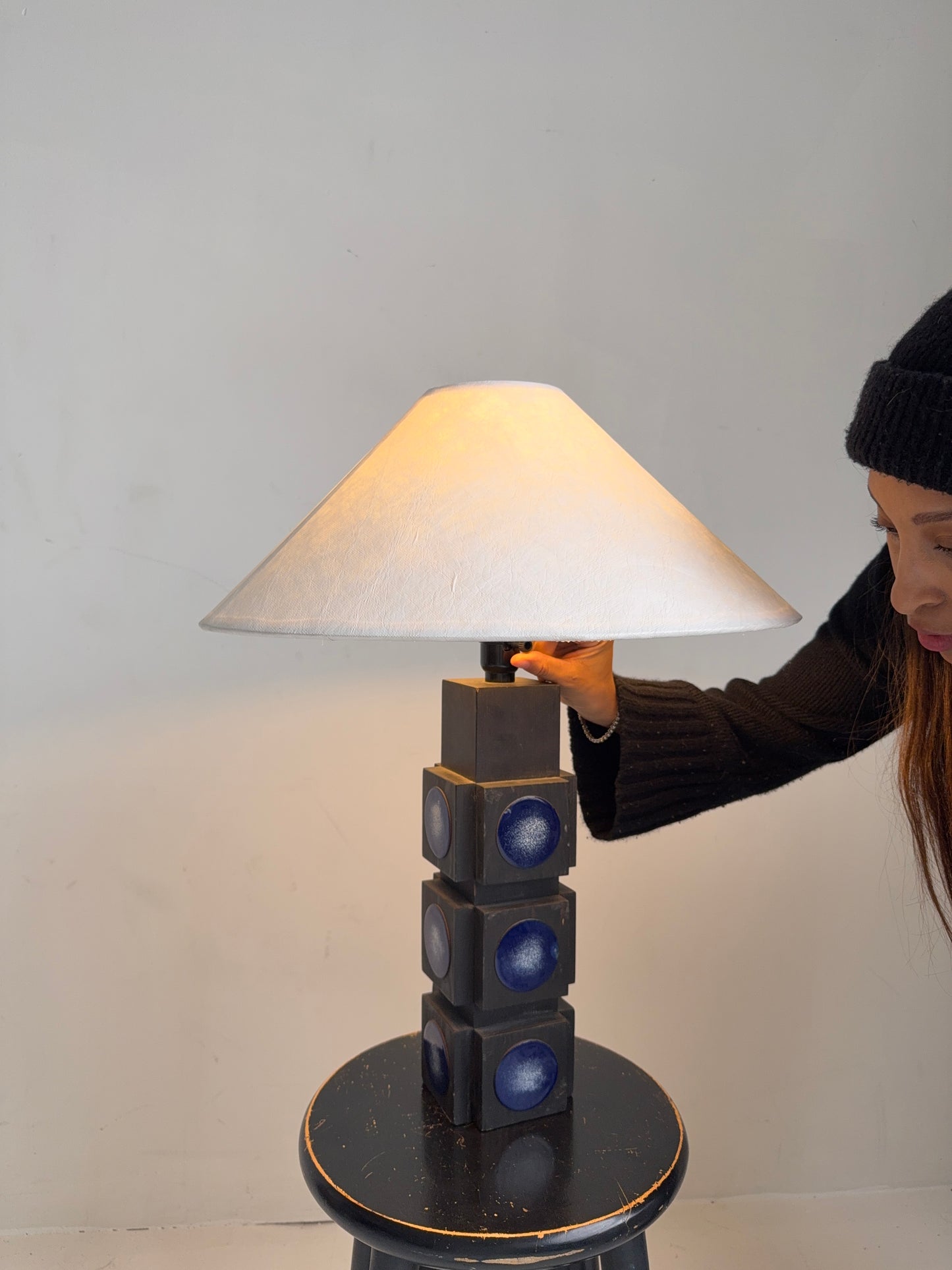 ateljé glas & trä table lamp, 1960s
