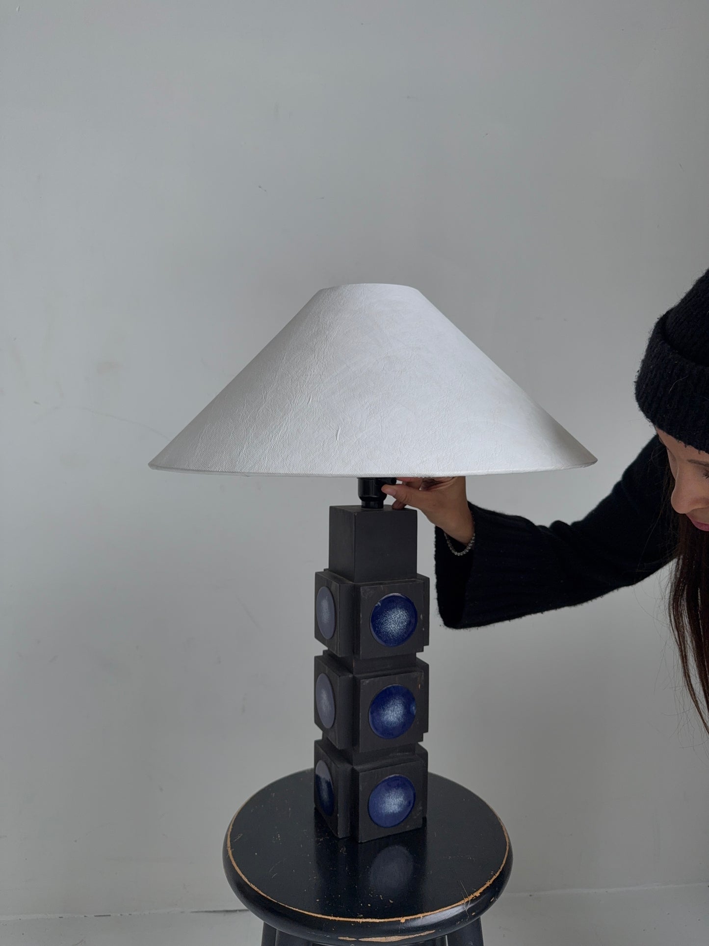 ateljé glas & trä table lamp, 1960s