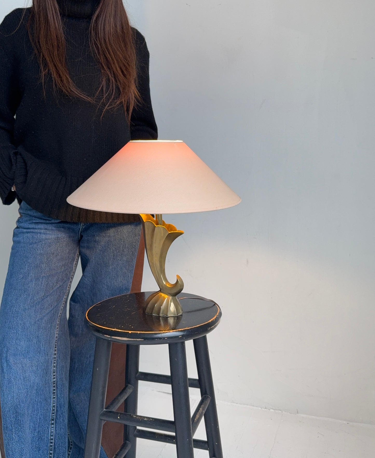 sculptural brass table lamp, 1970s