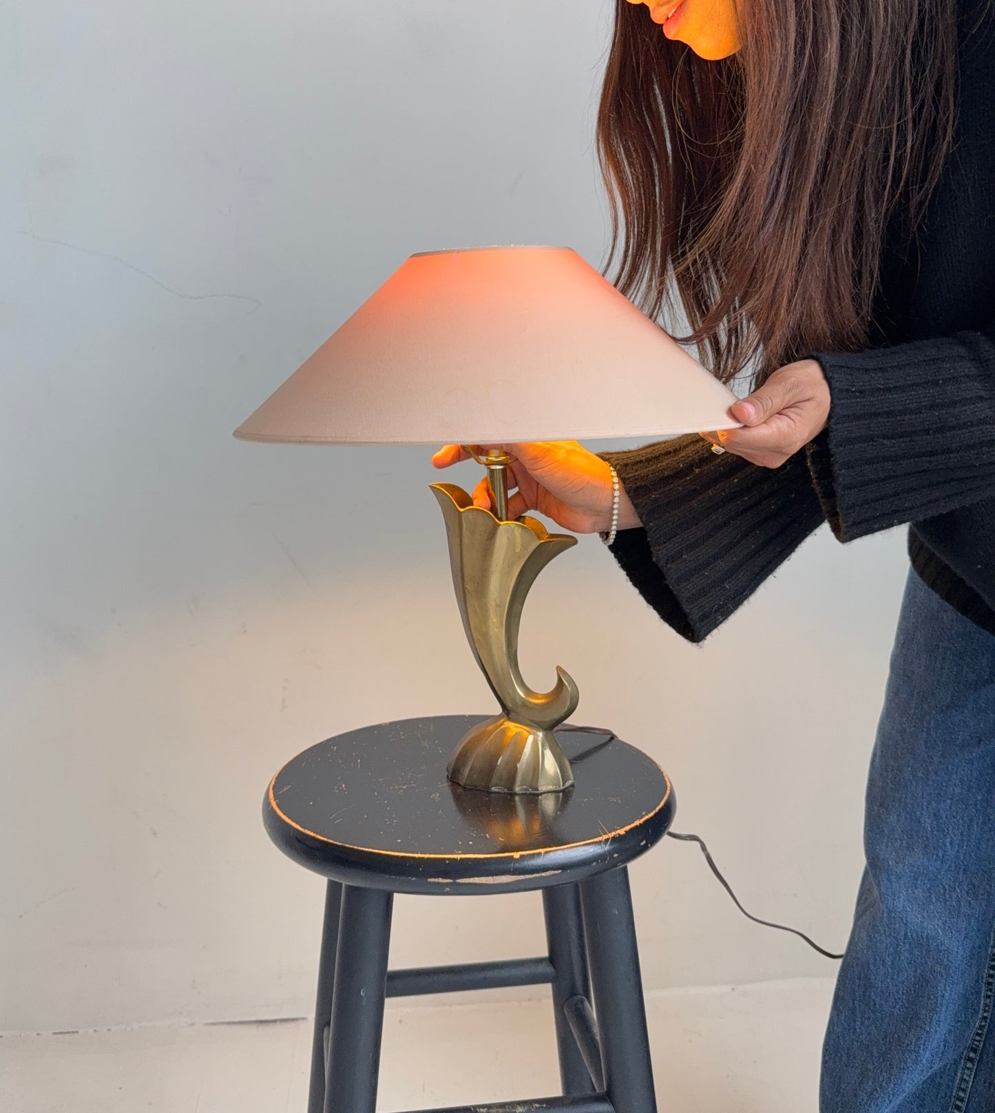 sculptural brass table lamp, 1970s