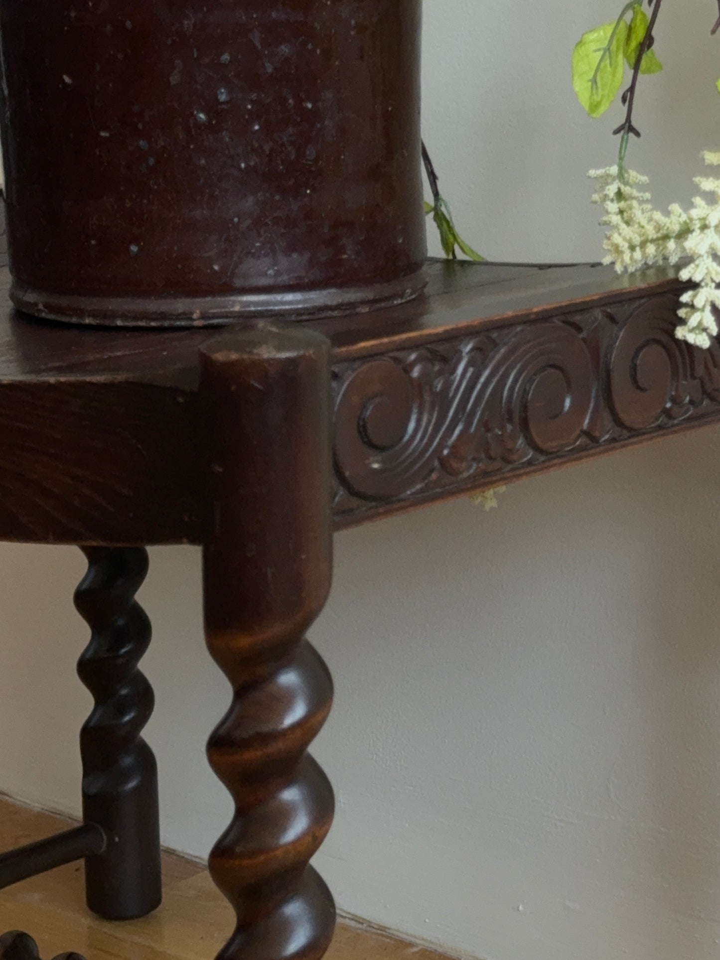 english oak barley twist stool, c. 1900