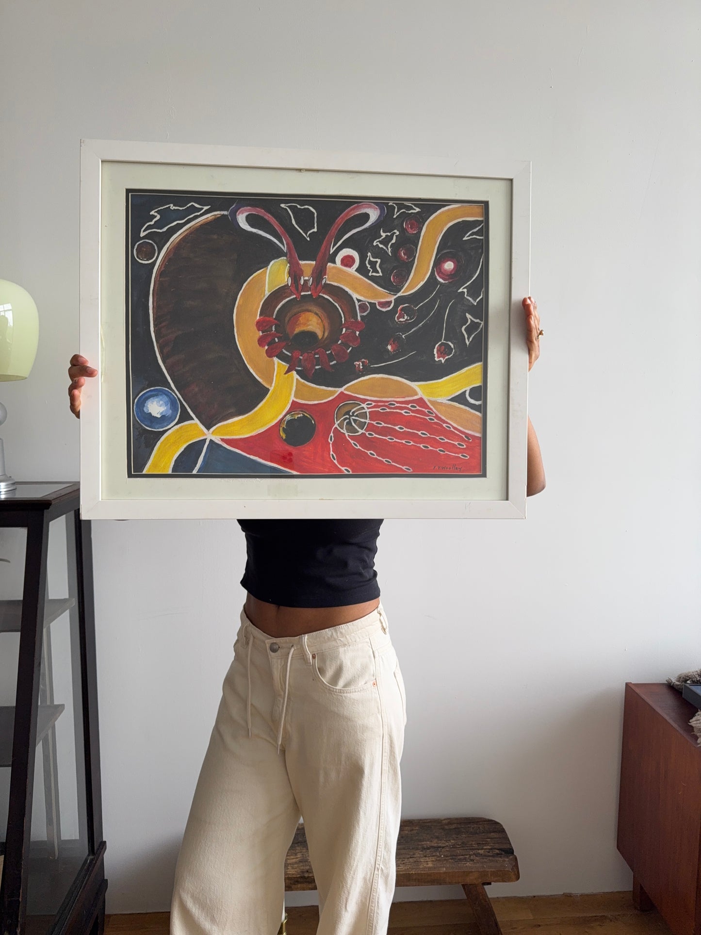 vintage twin snakes painting