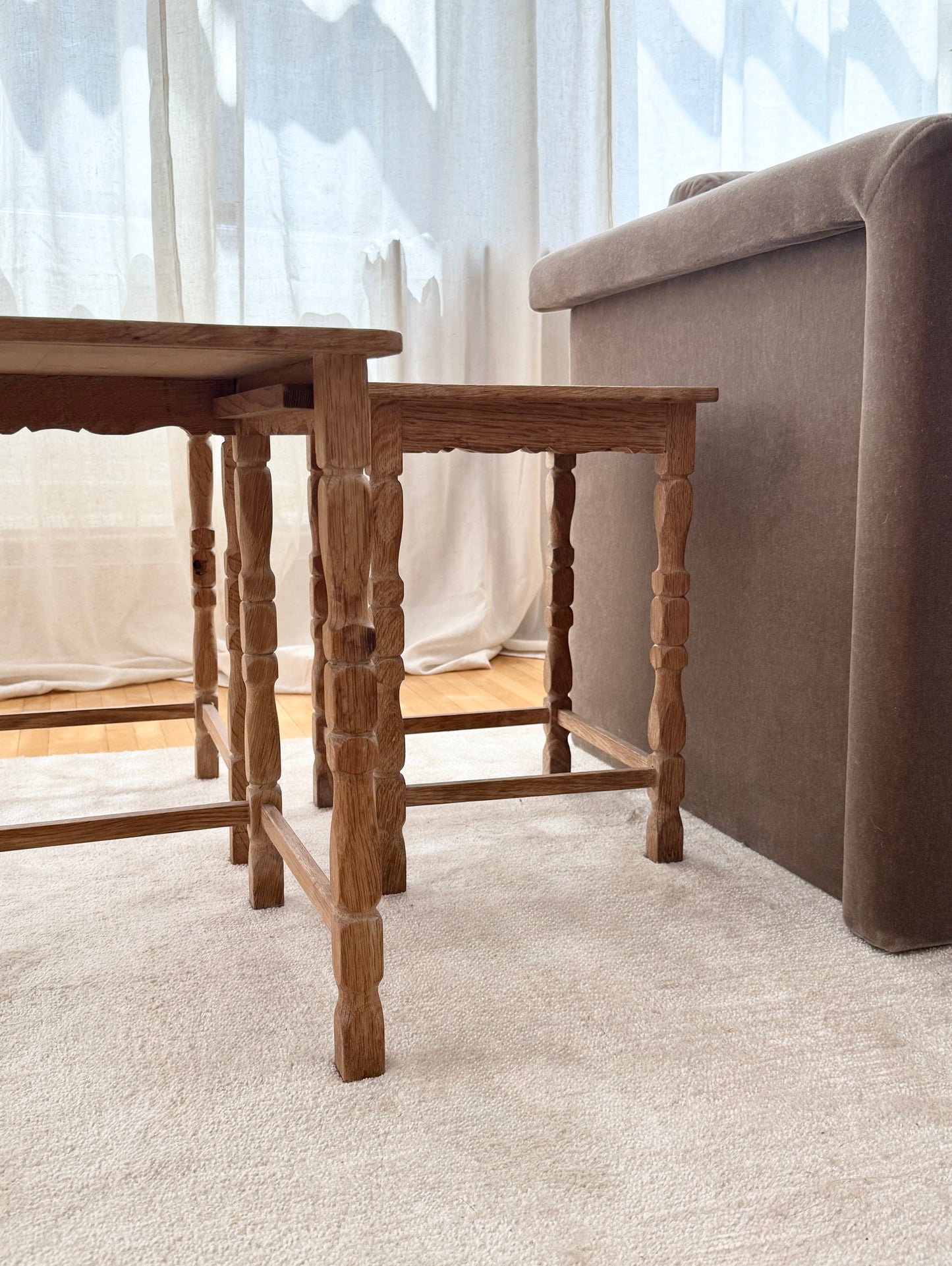danish oak nesting tables, 1970s