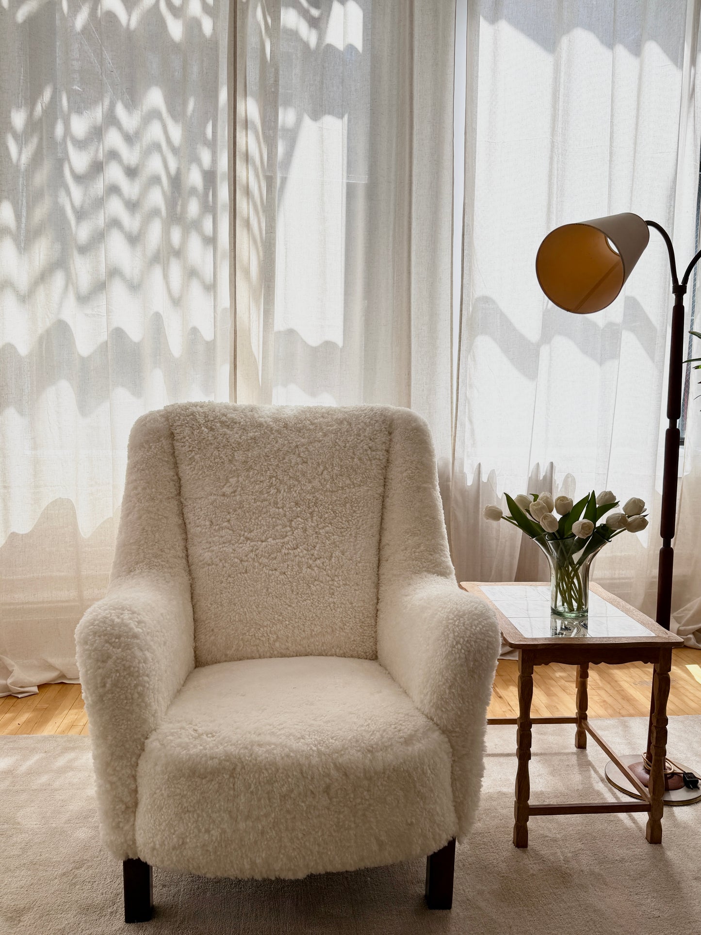 danish lambswool lounge chair, 1960s
