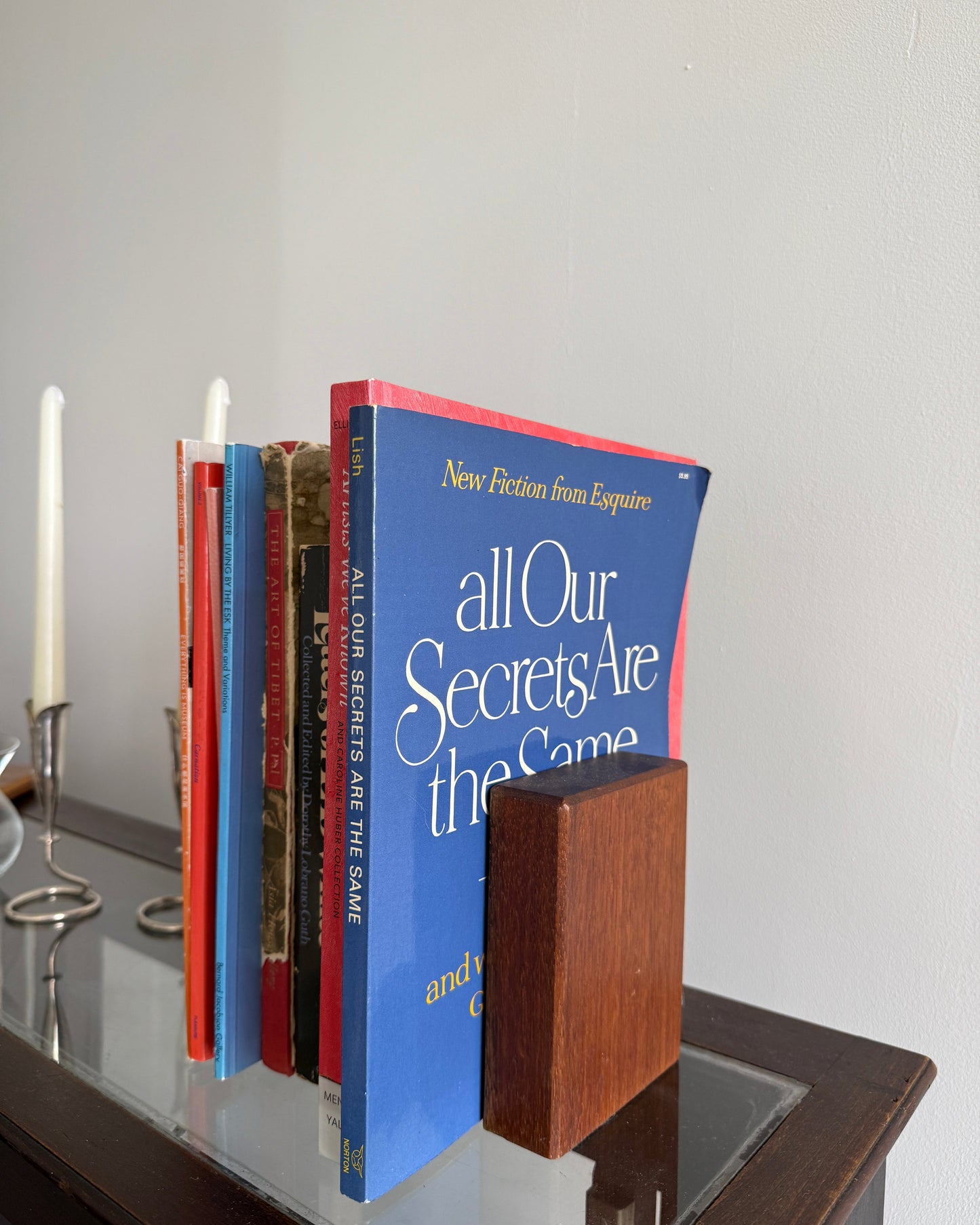 mid-century teak + stainless steel bookends