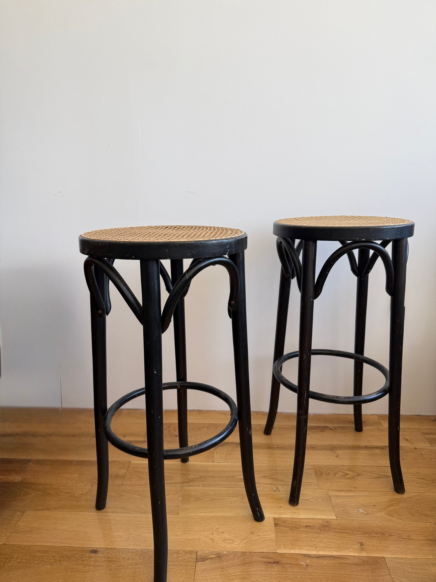 pair of thonet bentwood bar stools, 1970s